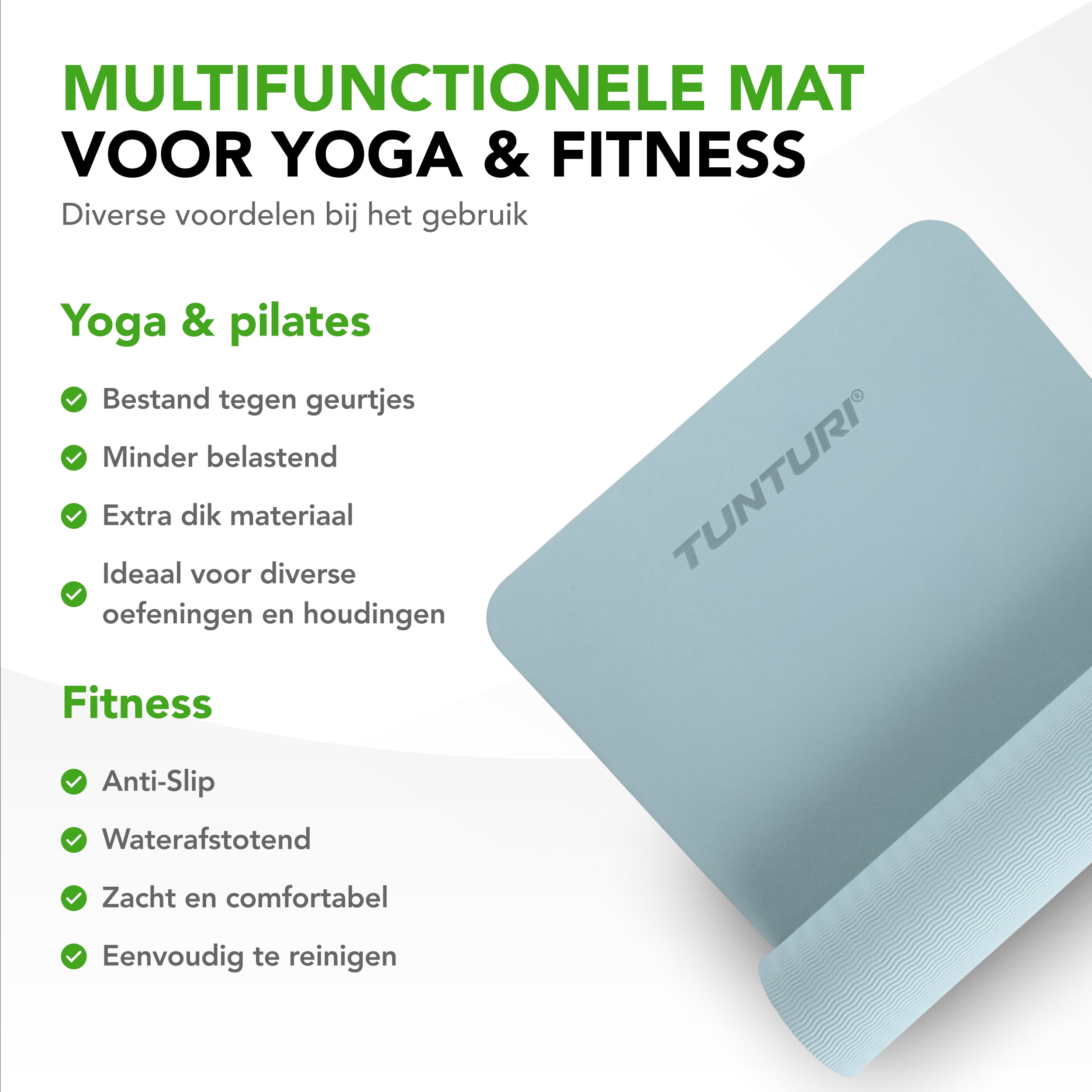 Tunturi Yogamat 8mm - Light Blue afbeelding 5
