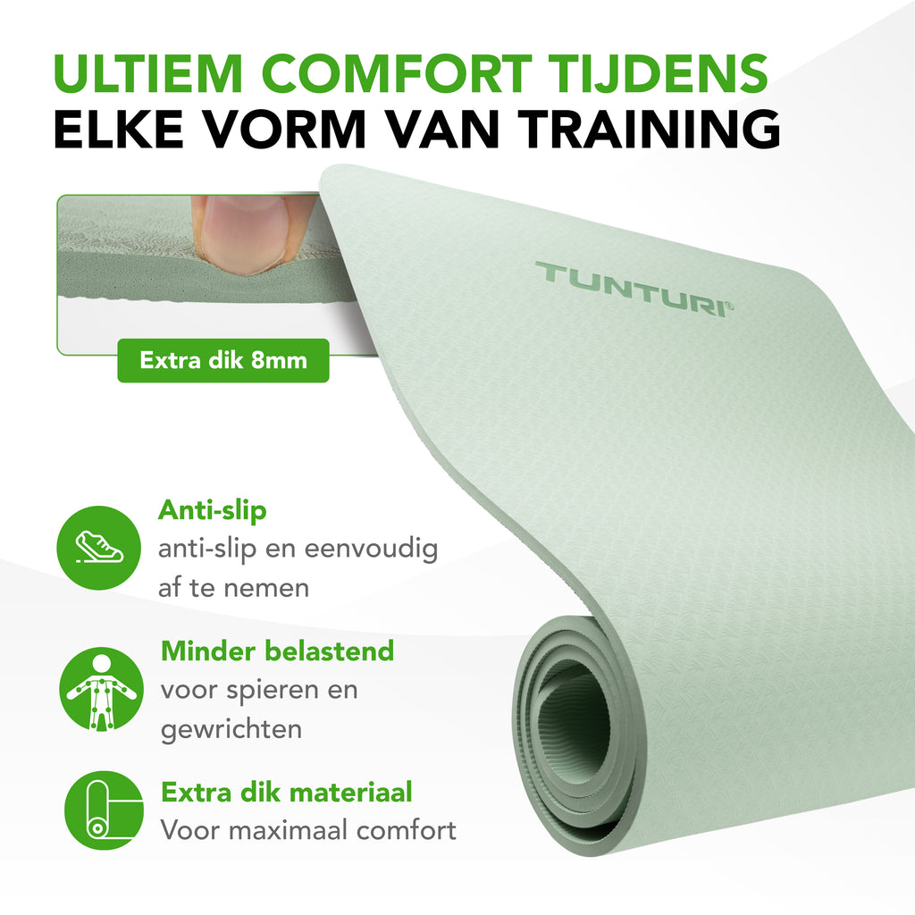 Tunturi Yogamat 8mm - Mint afbeelding 2