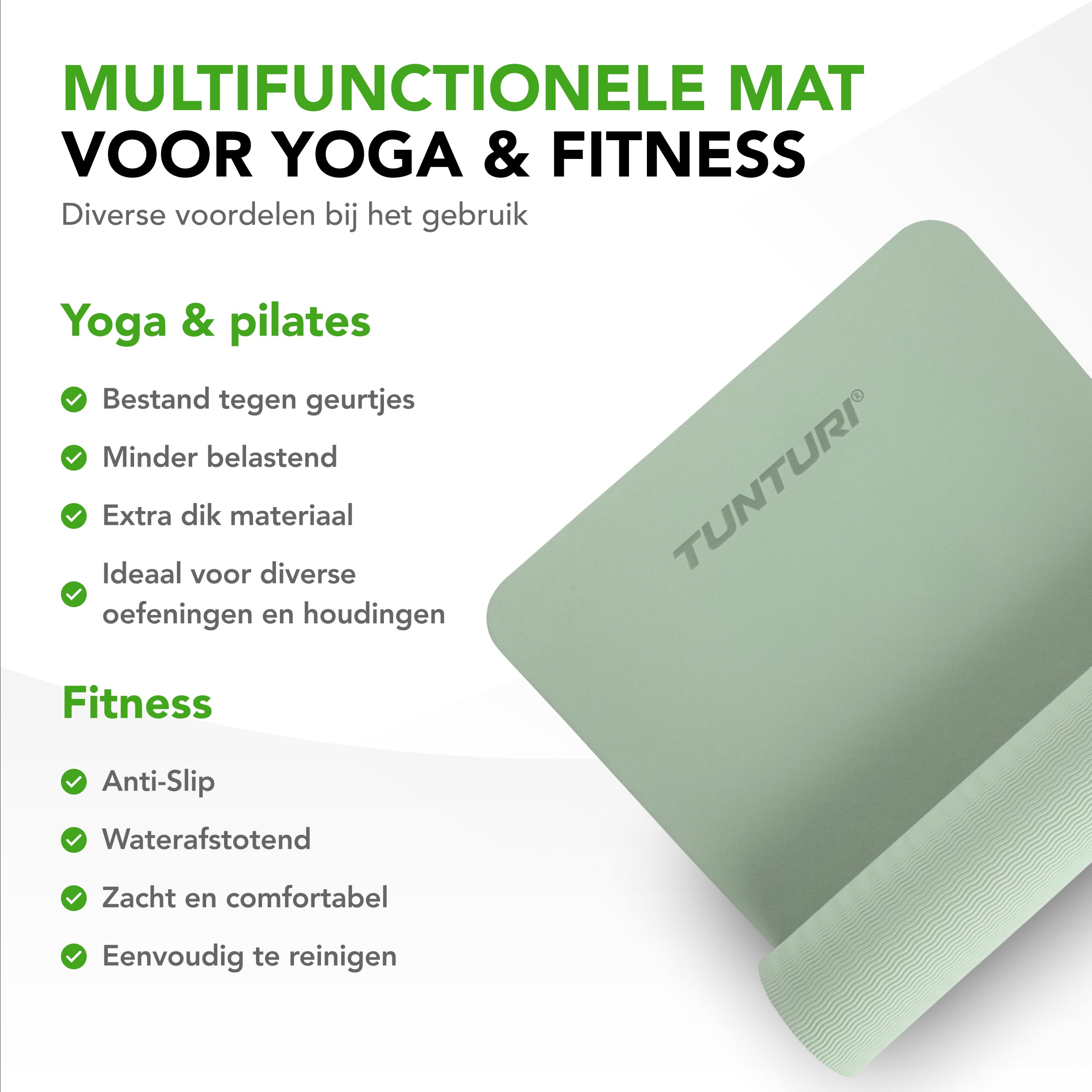 Tunturi Yogamat 8mm - Mint afbeelding 5