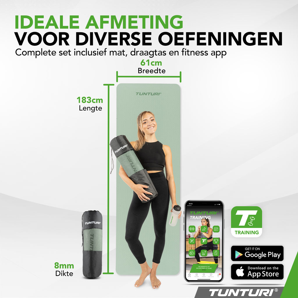 Tunturi Yogamat 8mm - Mint afbeelding 7
