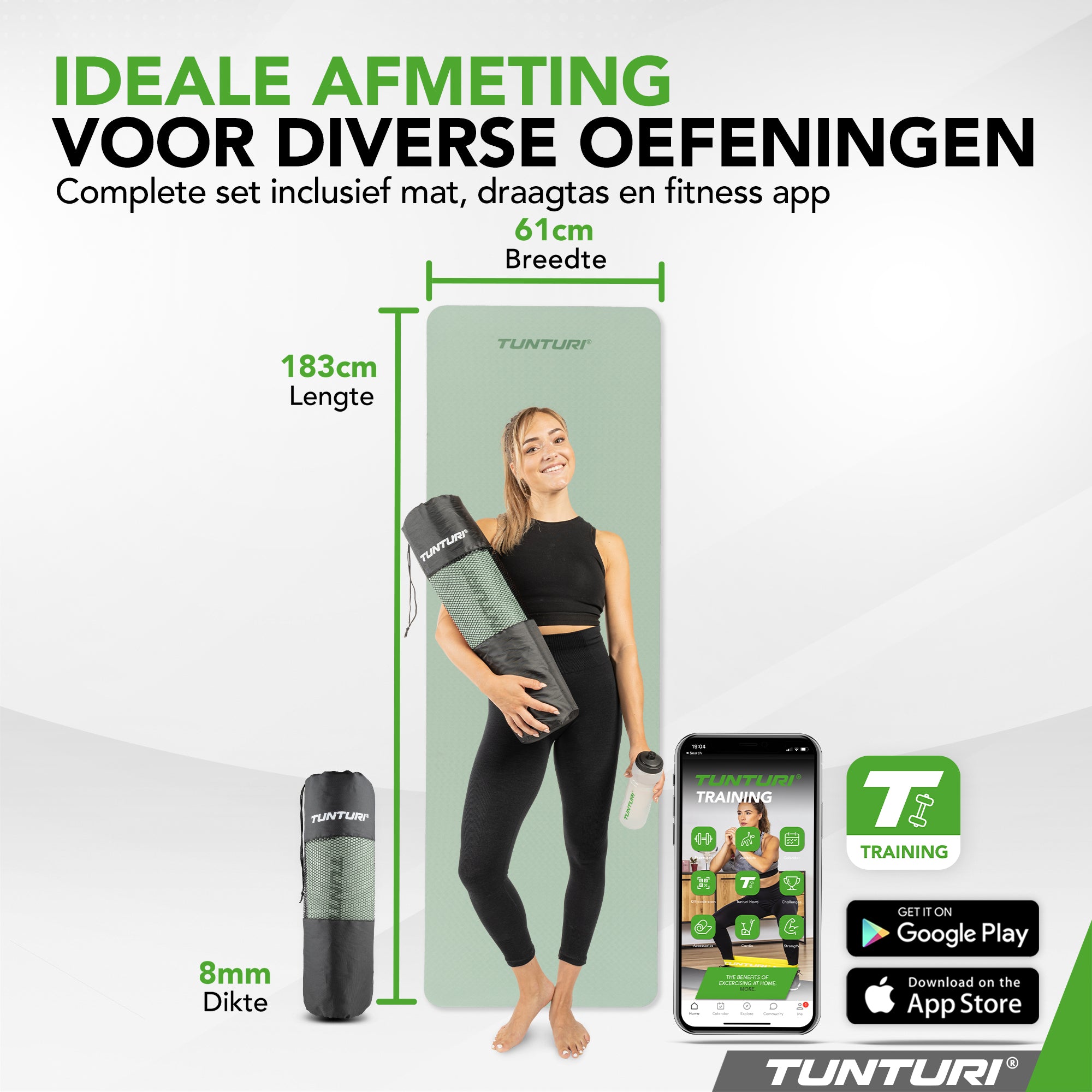 Tunturi Yogamat 8mm - Mint afbeelding 7