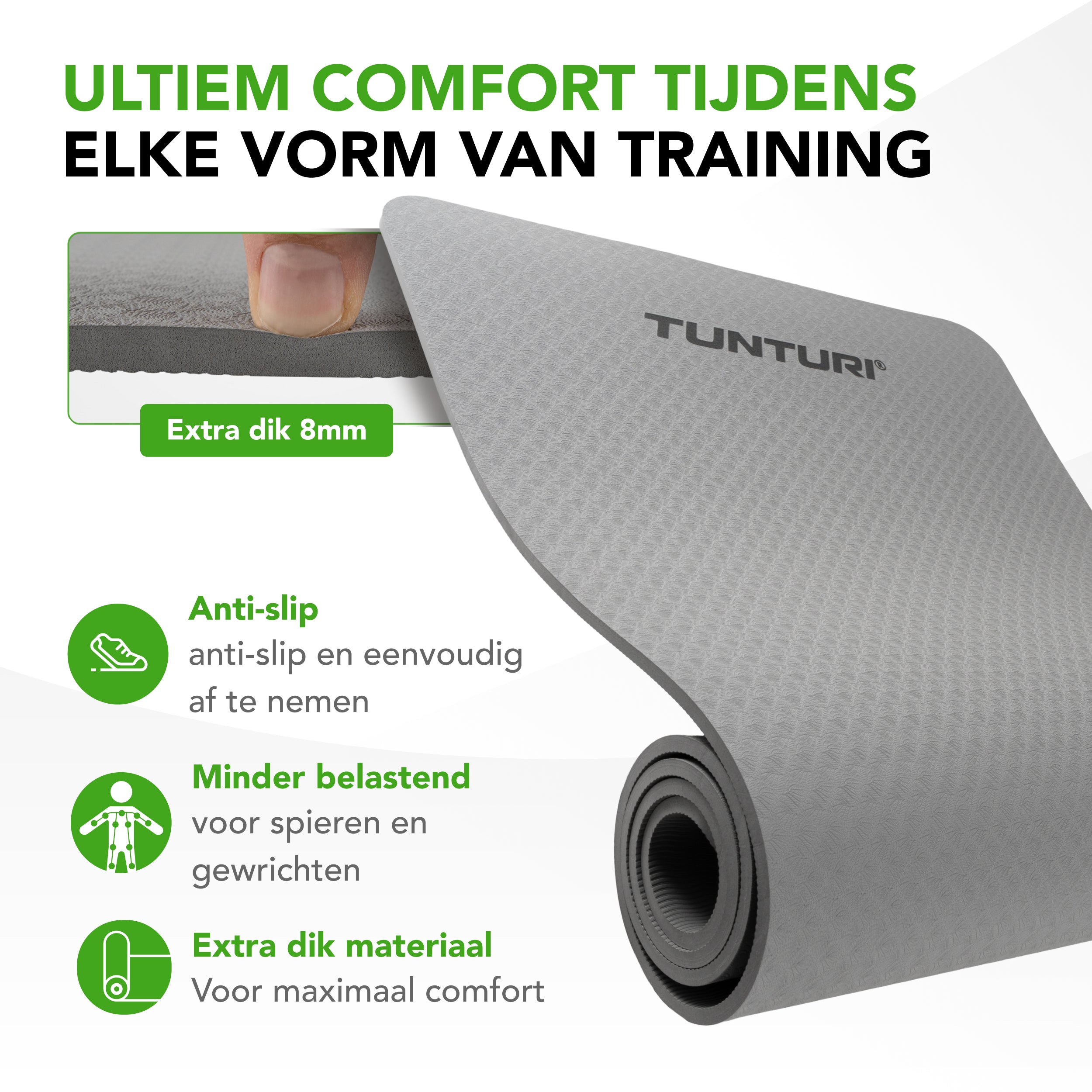 Tunturi Yogamat 8mm - Grey afbeelding 2