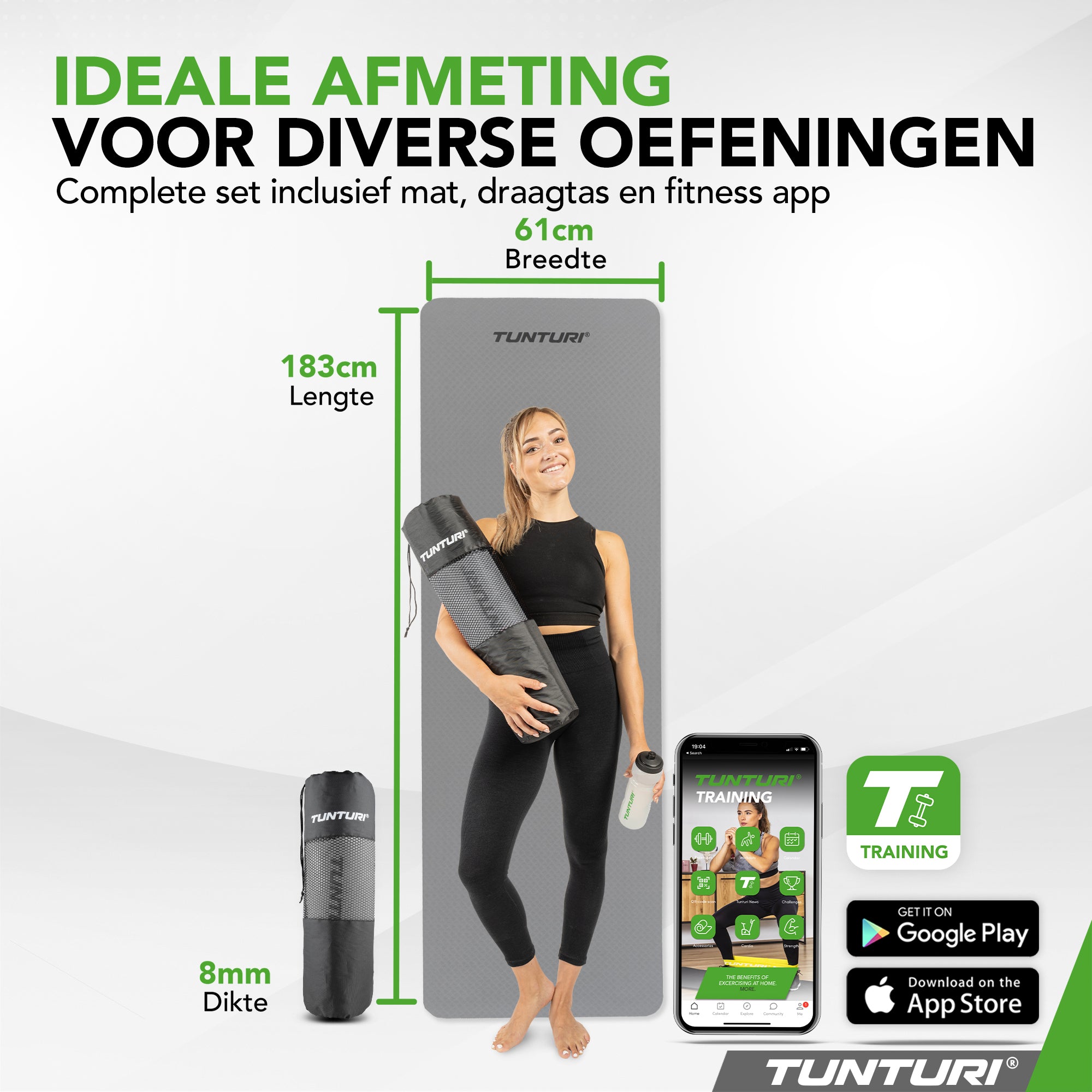 Tunturi Yogamat 8mm - Grey afbeelding 7