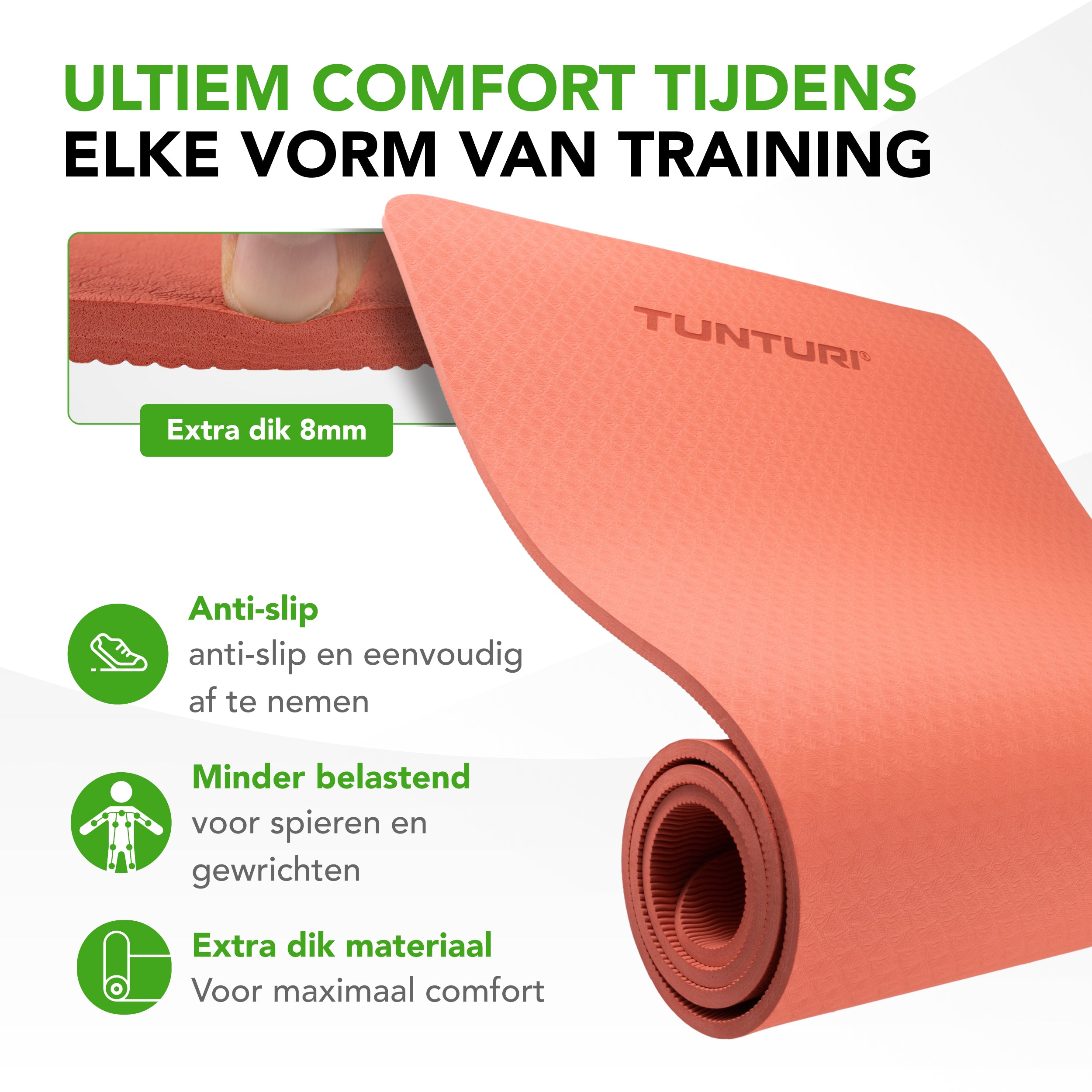 Tunturi Yogamat 8mm -  Rose Gold afbeelding 2