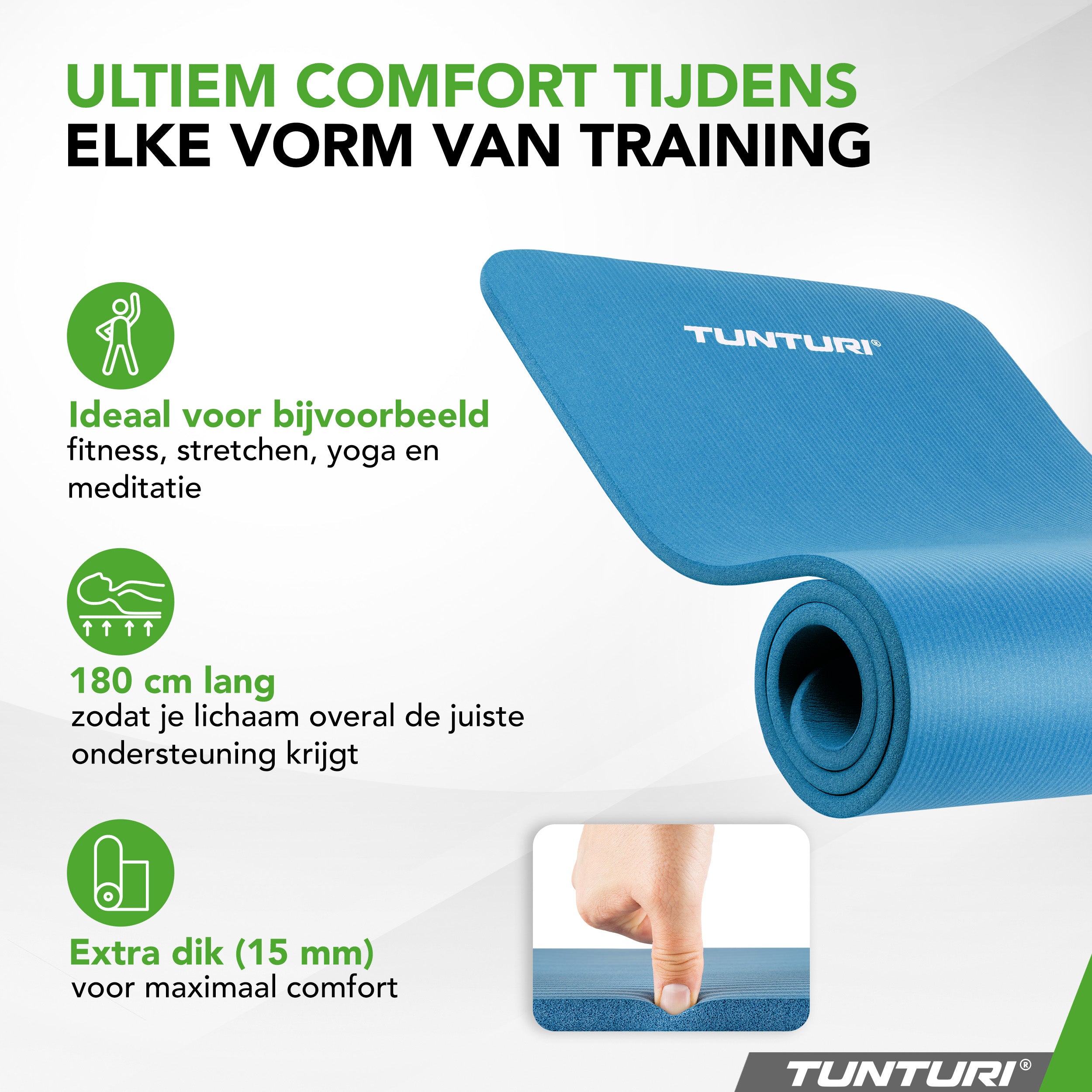 Tunturi Fitnessmat NBR - Petrol Blue afbeelding 5