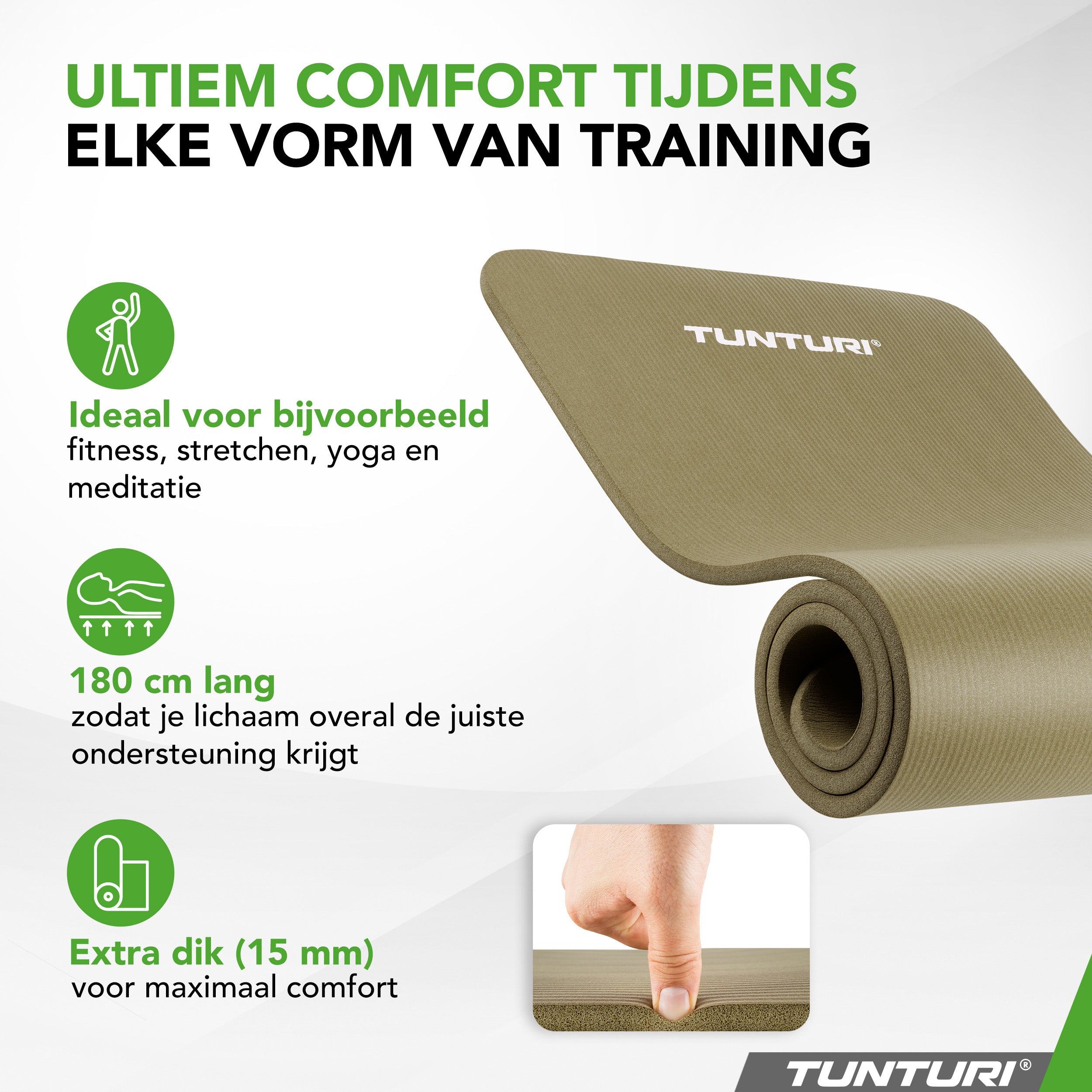 Tunturi Fitnessmat NBR - Army Green afbeelding 5