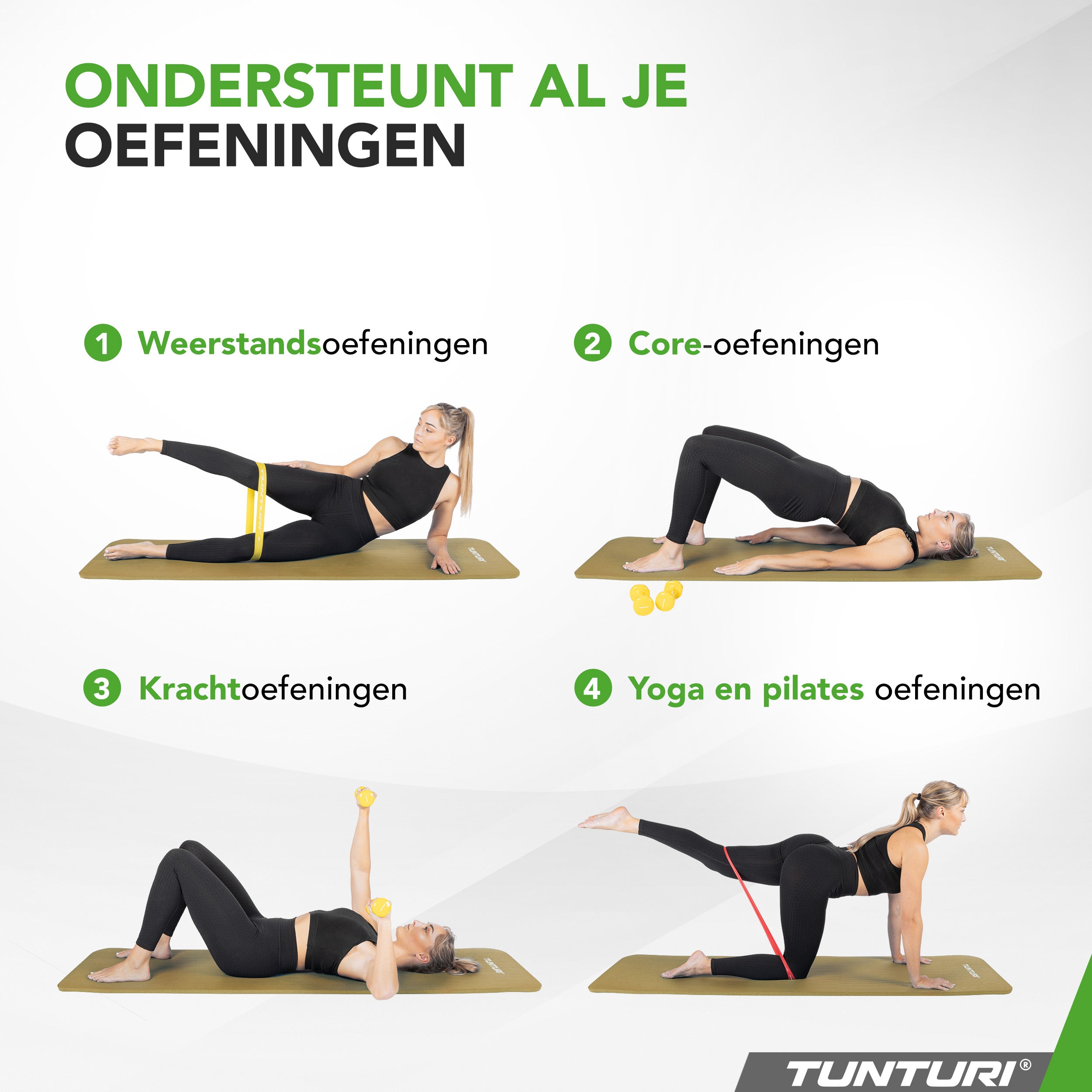 Tunturi Fitnessmat NBR - Army Green afbeelding 7
