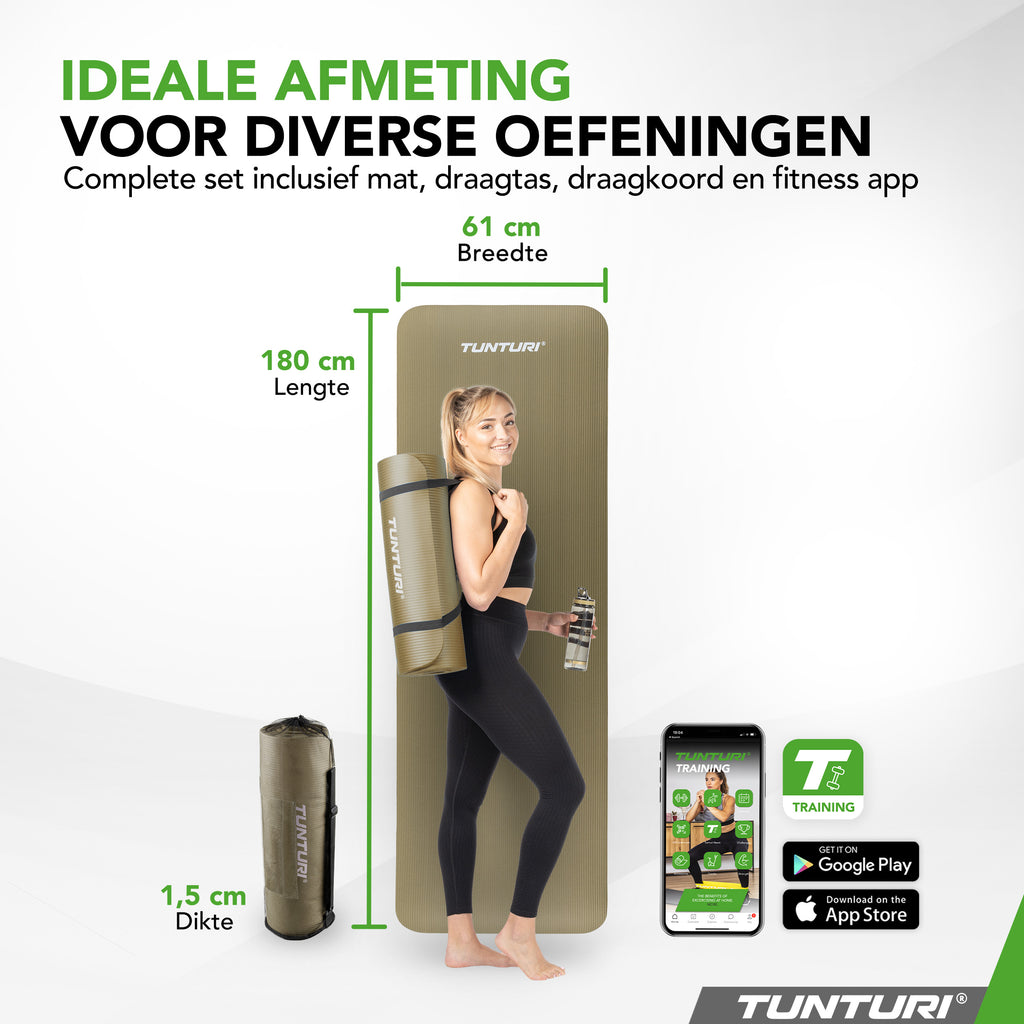 Tunturi Fitnessmat NBR - Army Green afbeelding 9