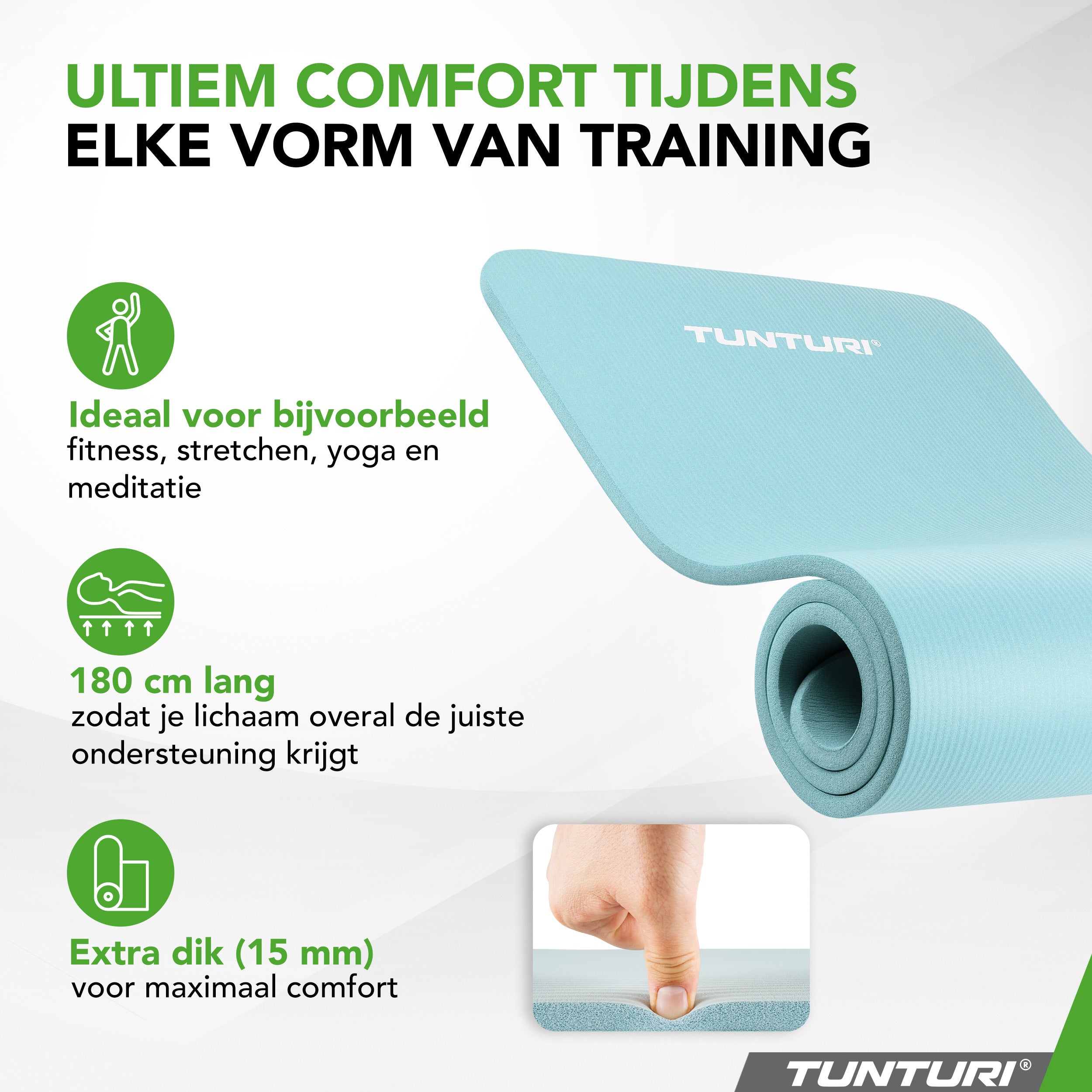 Tunturi Fitnessmat NBR - Light Blue afbeelding 5