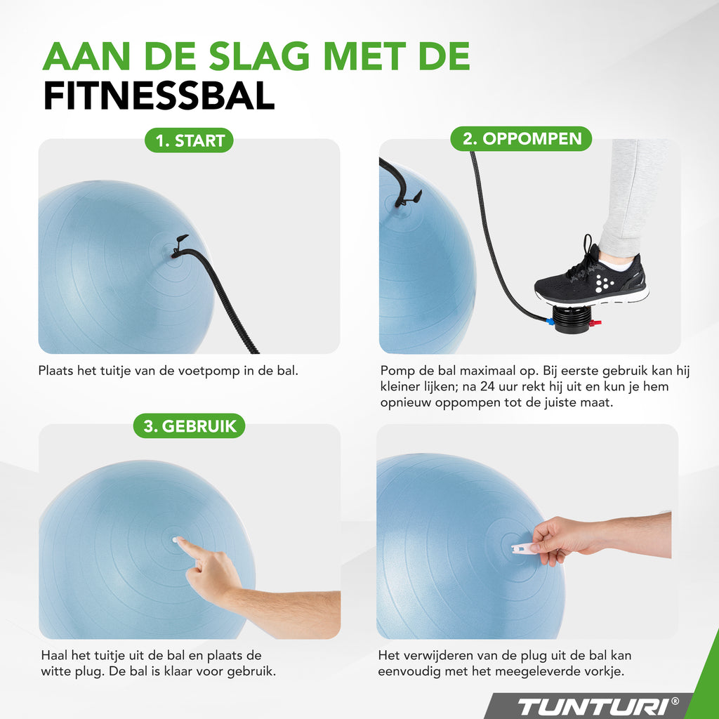 Tunturi Gymball 65cm, Light Blue, Anti Burst afbeelding 5