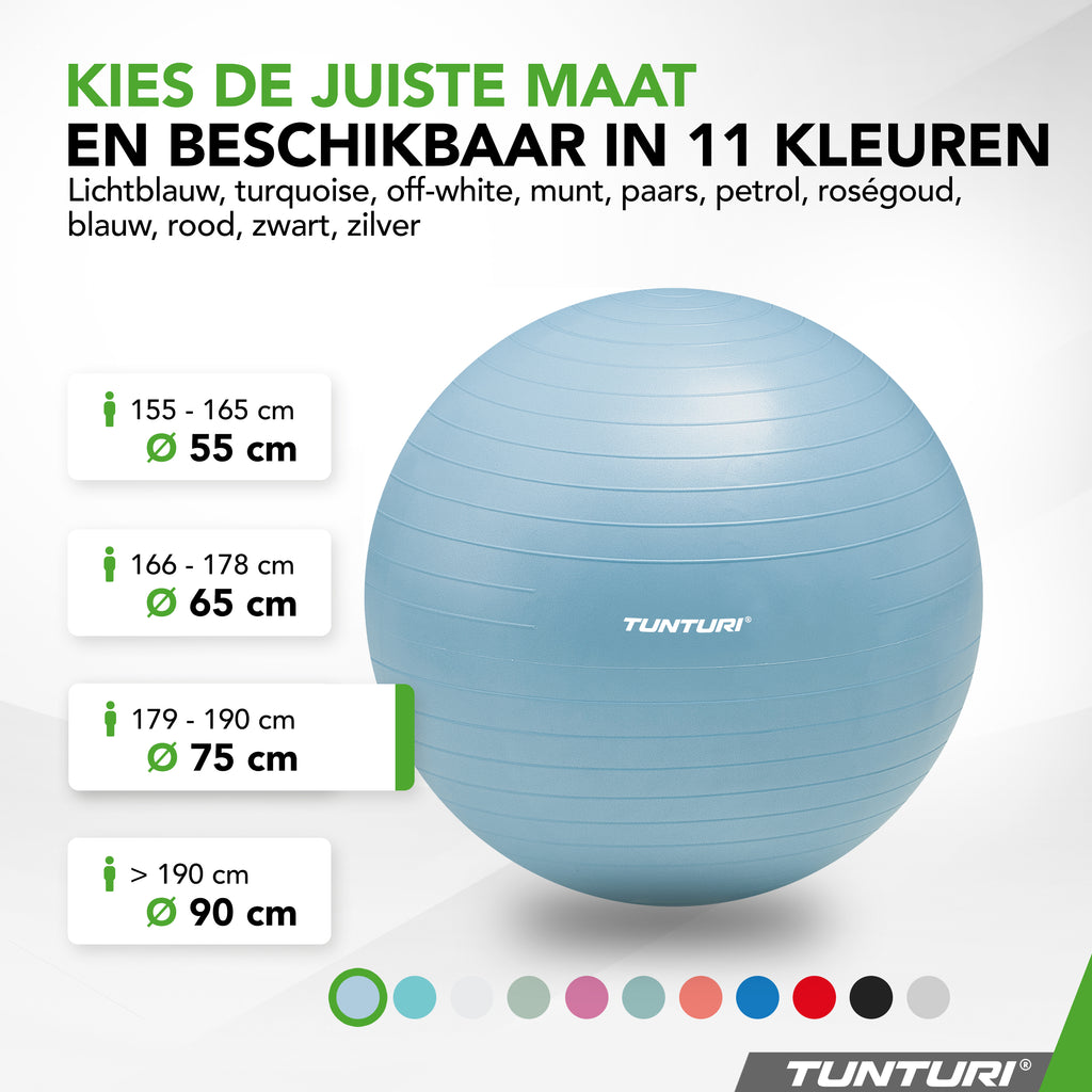 Tunturi Gymball 75cm, Light Blue, Anti Burst afbeelding 8