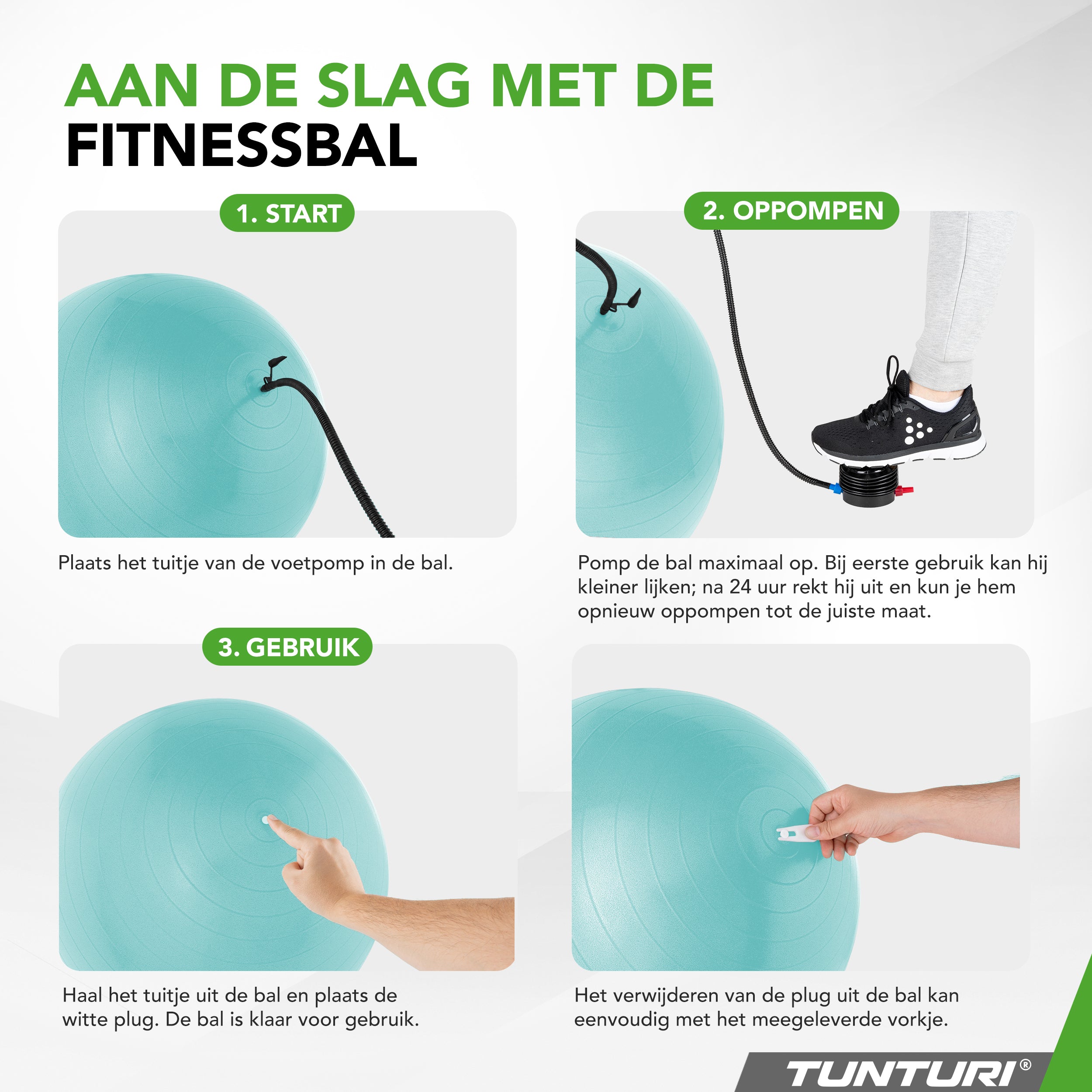Tunturi Gymball 65cm, Turquoise, Anti Burst afbeelding 5