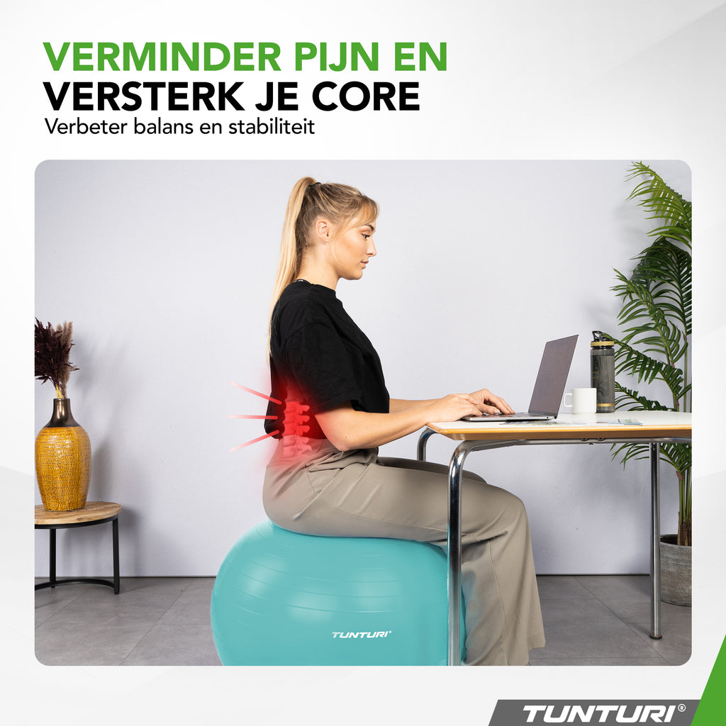 Tunturi Gymball 75cm, Turquoise, Anti Burst afbeelding 6