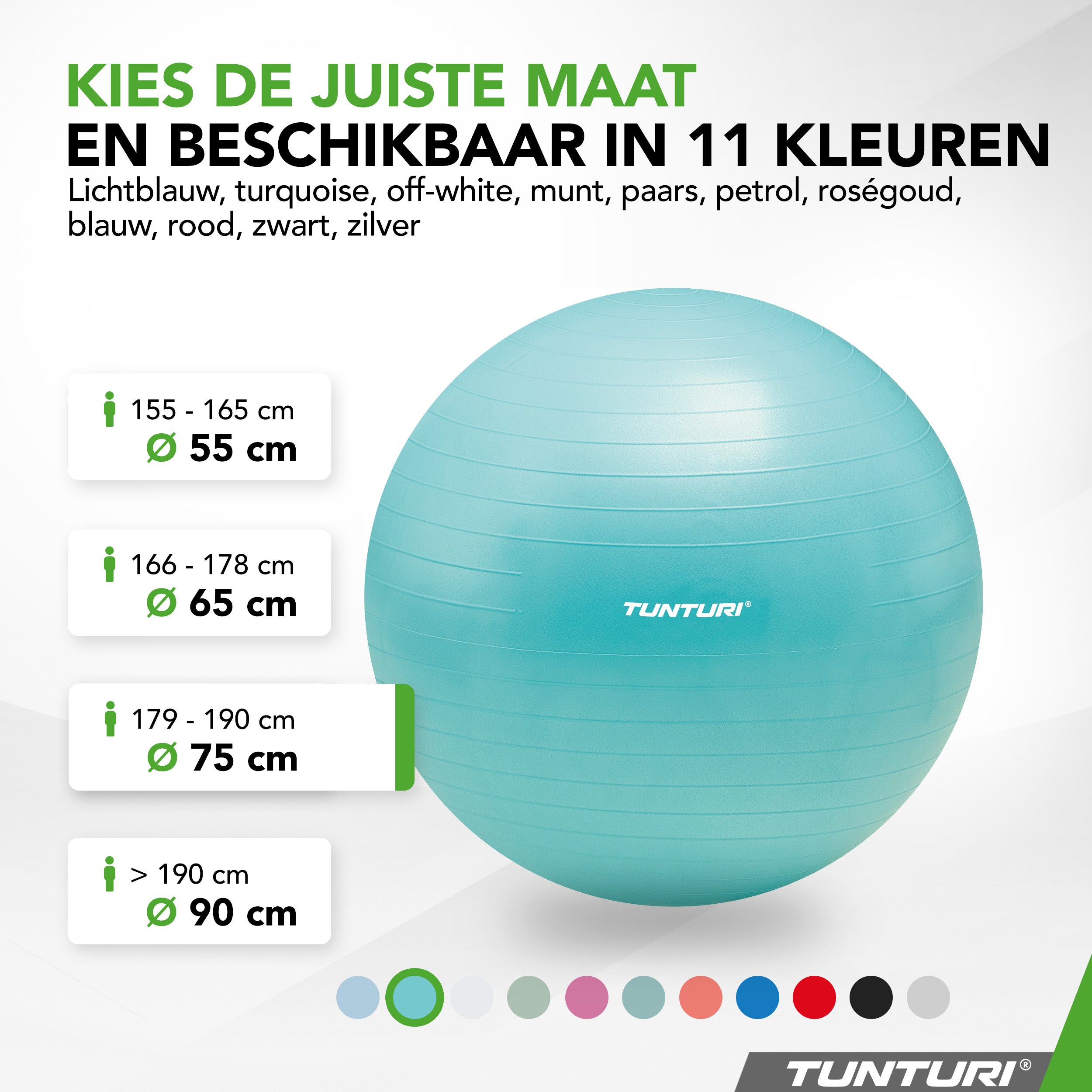 Tunturi Gymball 75cm, Turquoise, Anti Burst afbeelding 8