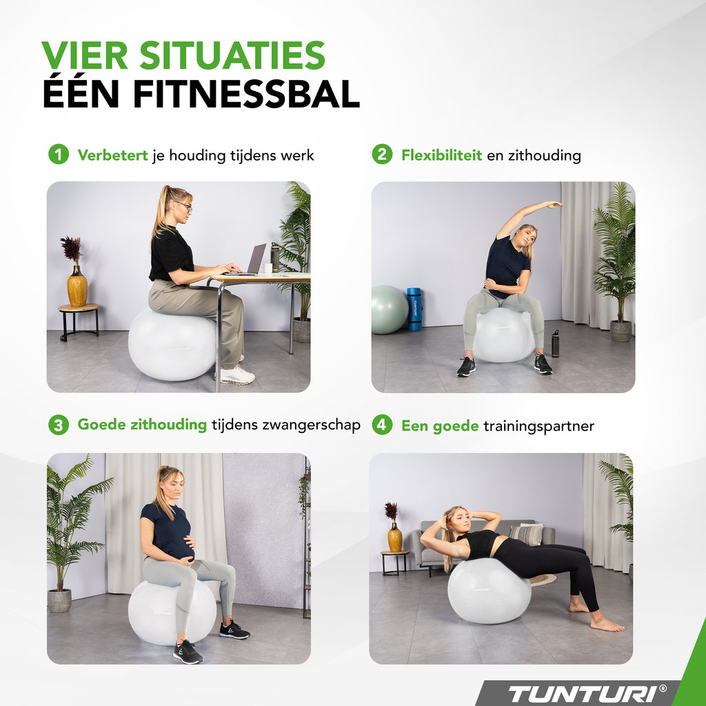 Tunturi Gymball 65cm, Off-white, Anti Burst afbeelding 3