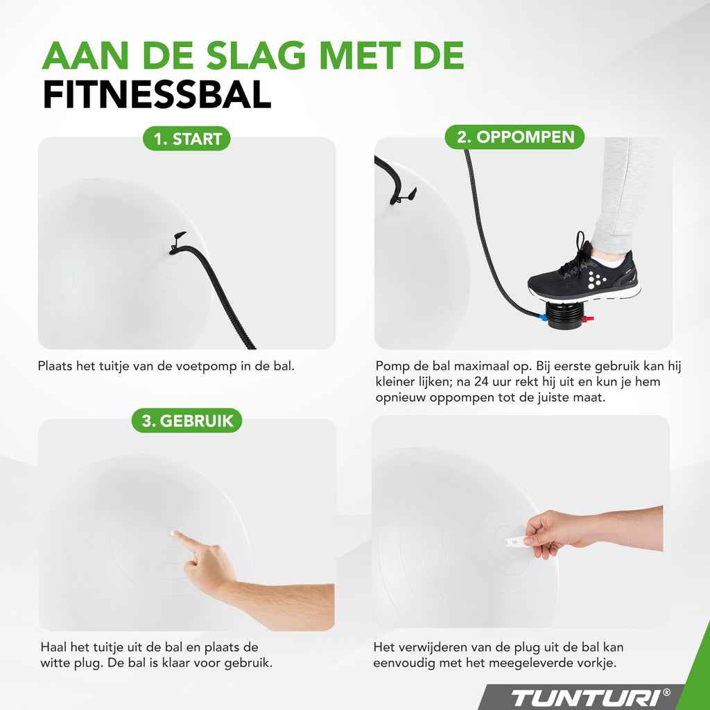 Tunturi Gymball 65cm, Off-white, Anti Burst afbeelding 5