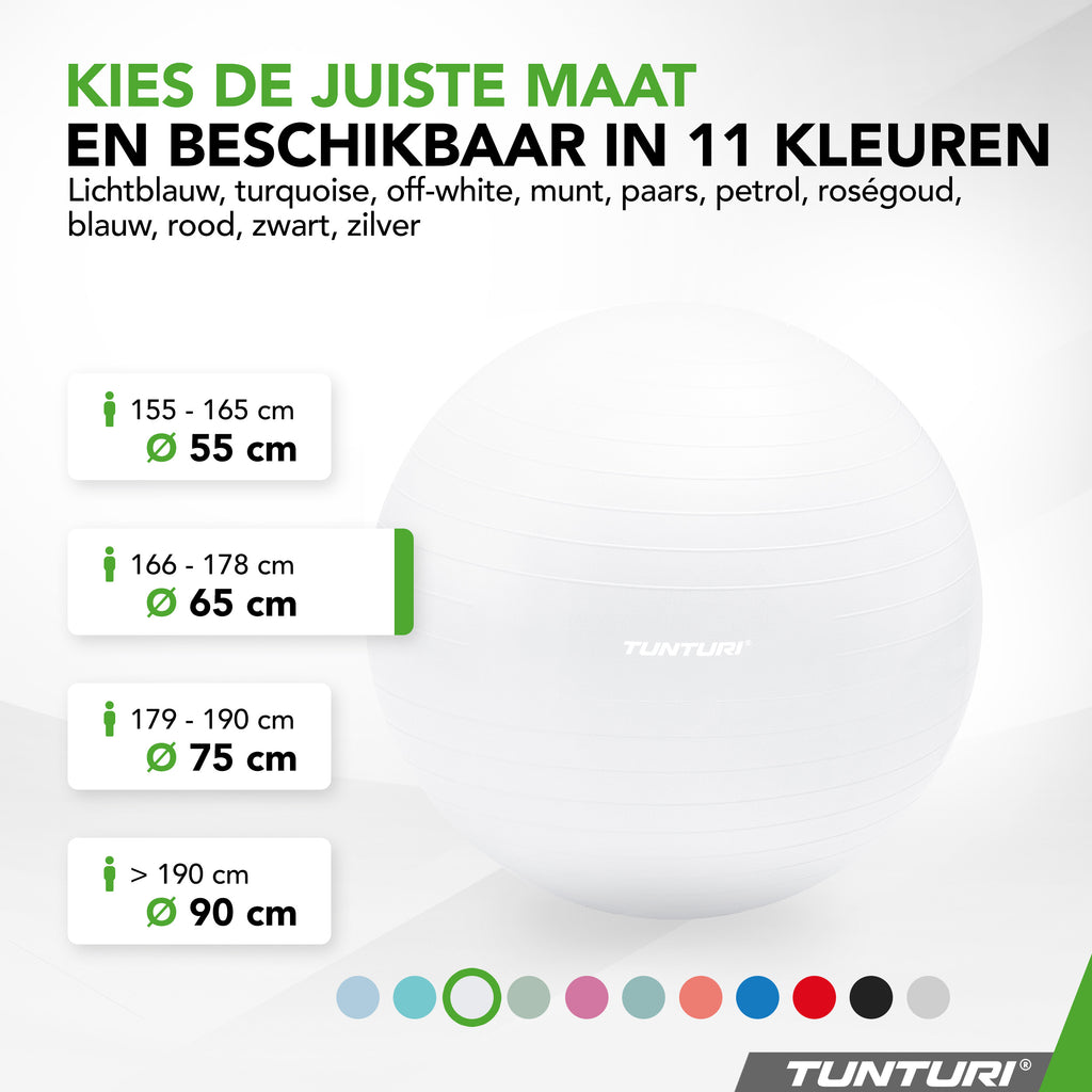 Tunturi Gymball 65cm, Off-white, Anti Burst afbeelding 8