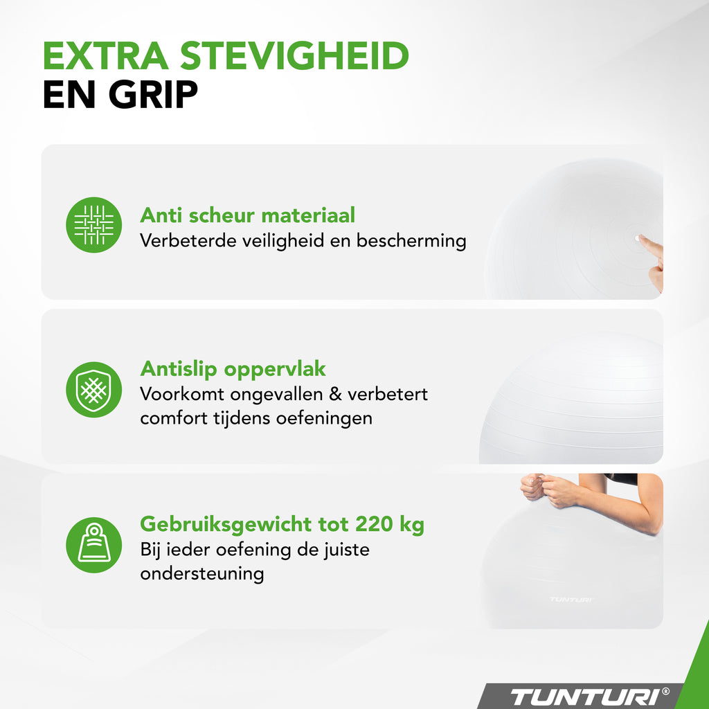 Tunturi Gymball 75cm, Off-white, Anti Burst afbeelding 4