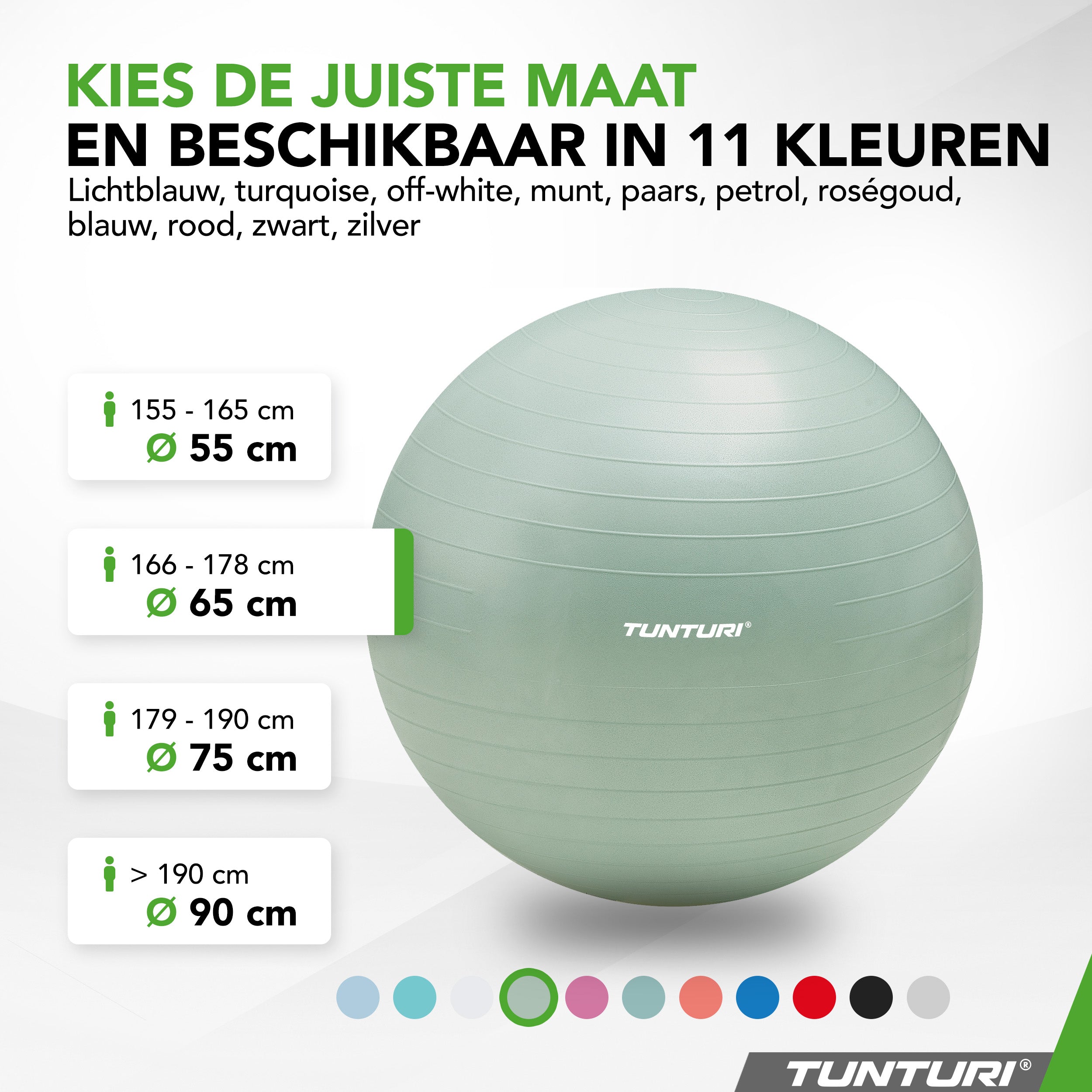 Tunturi Gymball 65cm, Mint, Anti Burst afbeelding 8