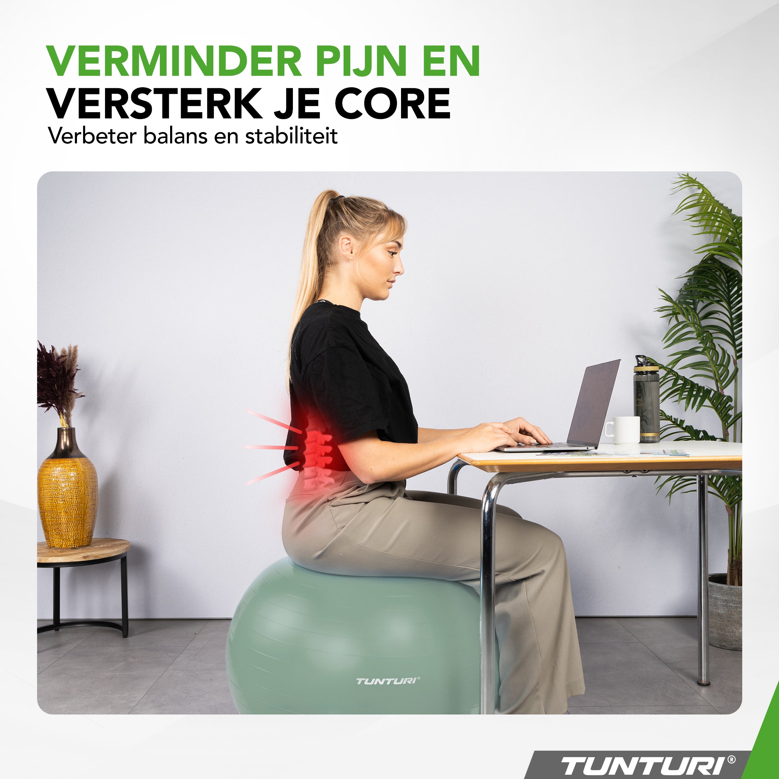 Tunturi Gymball 75cm, Mint, Anti Burst afbeelding 6