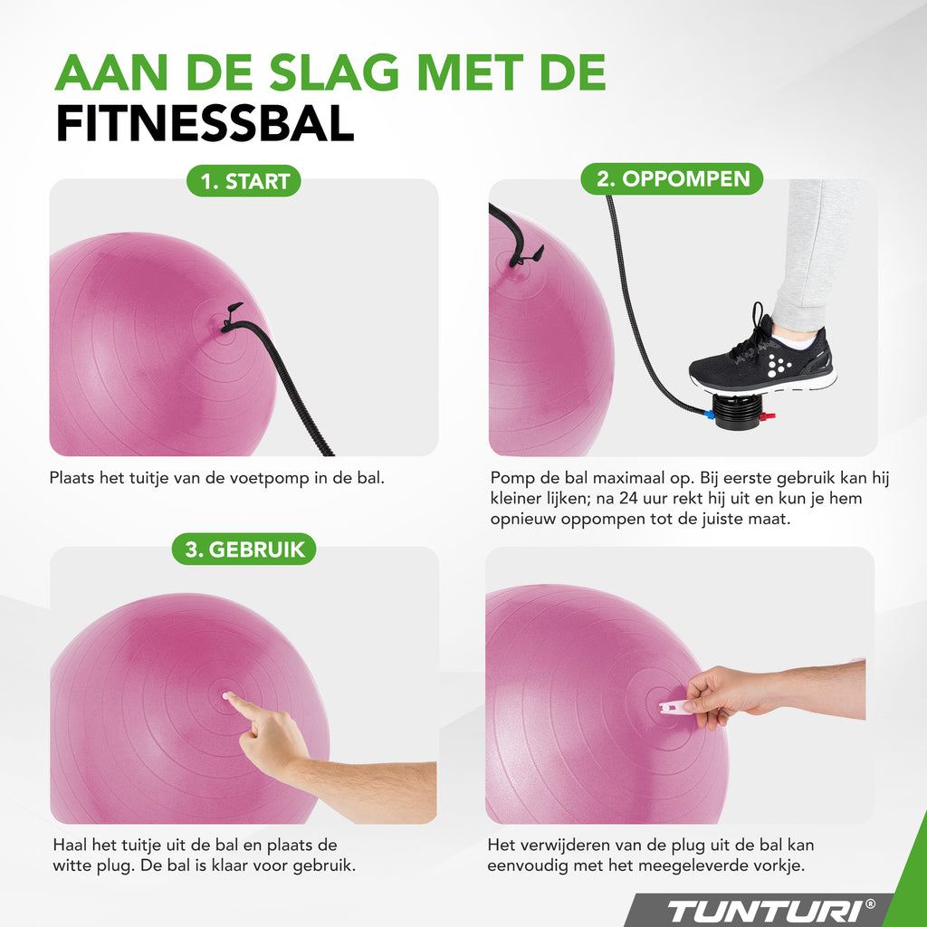 Tunturi Gymball 65cm, Purple, Anti Burst afbeelding 5