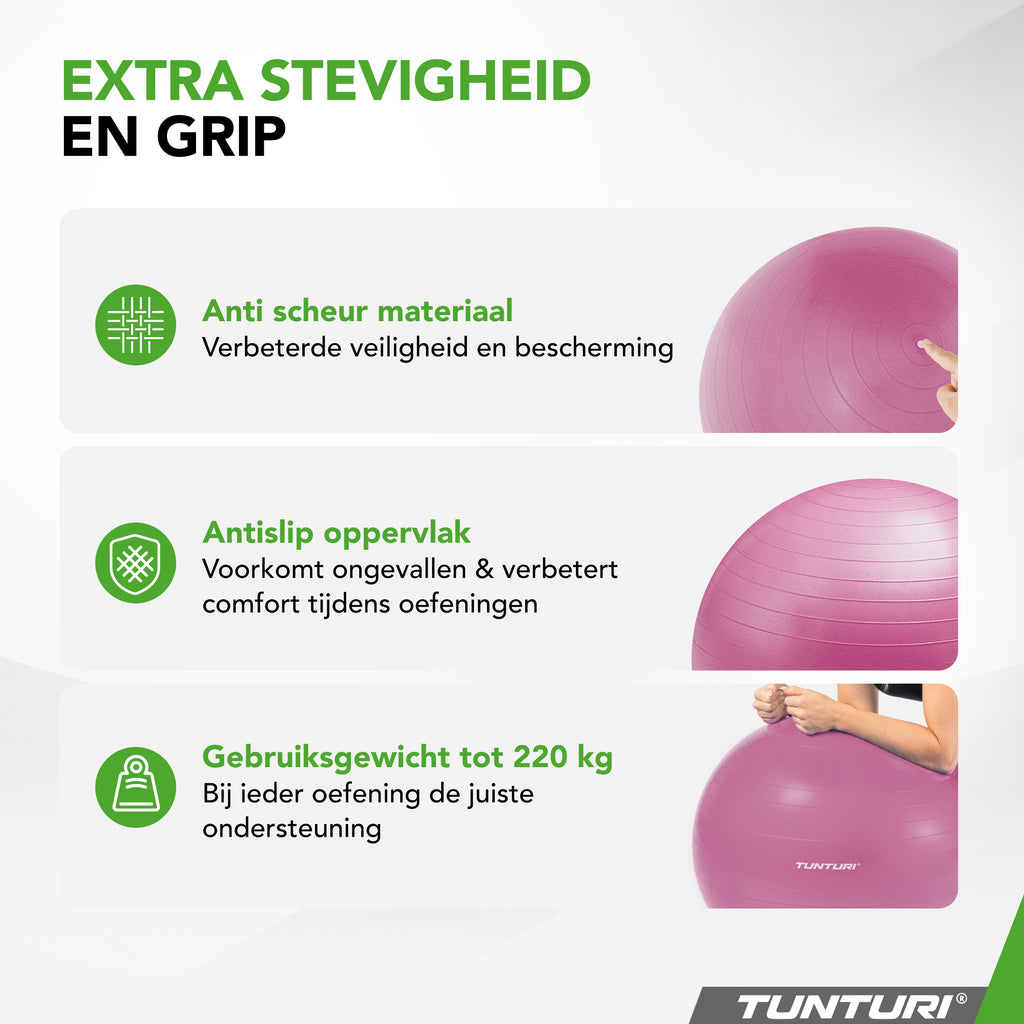 Tunturi Gymball 75cm, Purple, Anti Burst afbeelding 4
