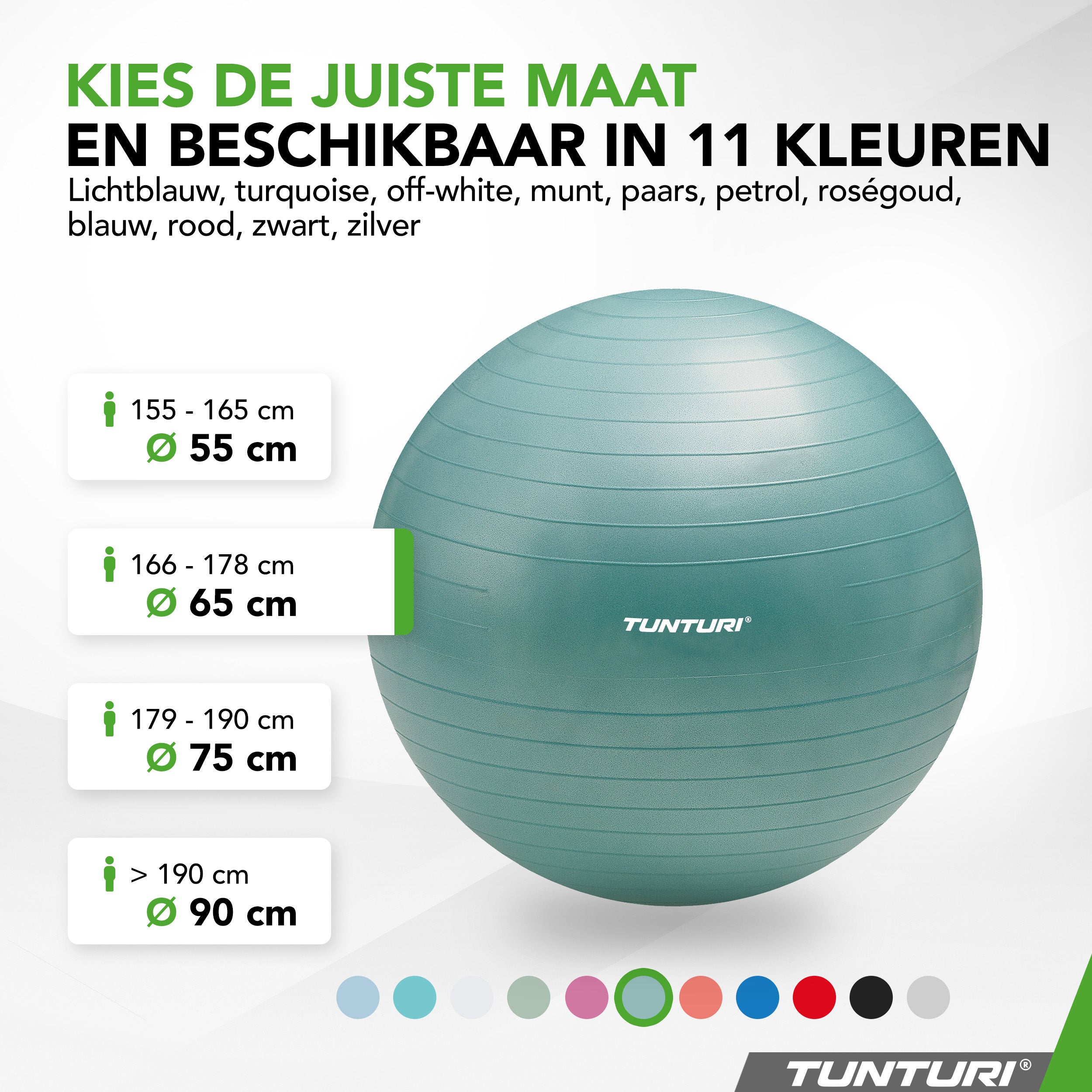Tunturi Gymball 65cm, Petrol, Anti Burst afbeelding 8