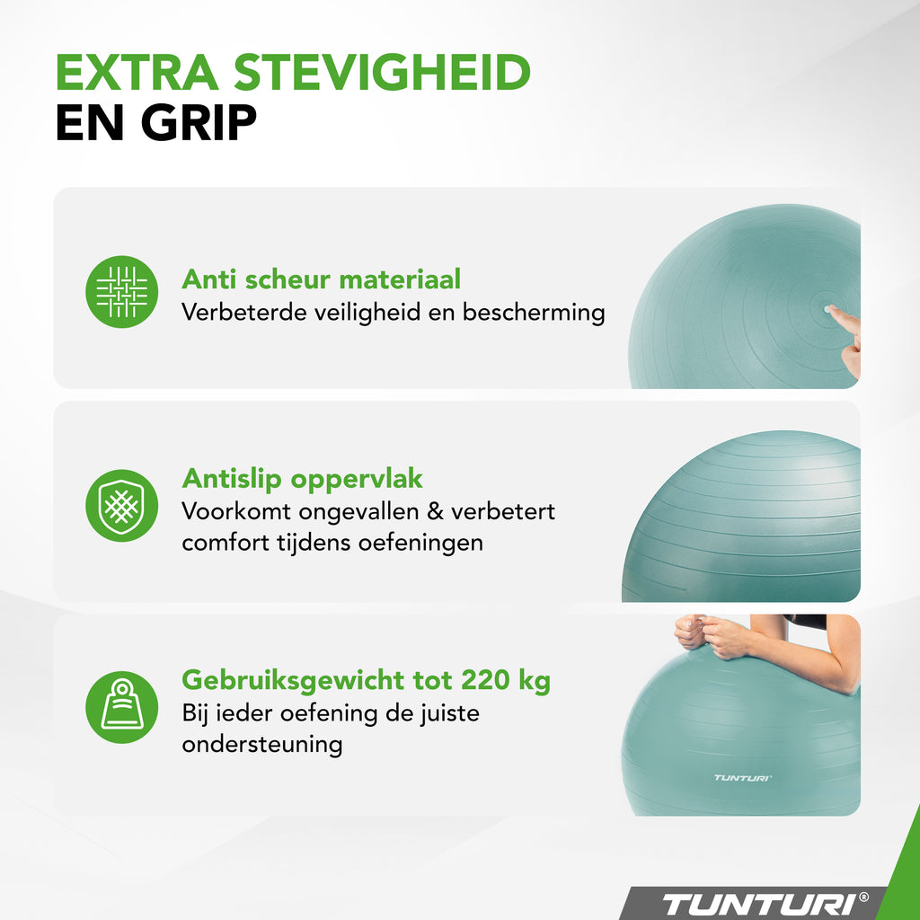 Tunturi Gymball 75cm, Petrol, Anti Burst afbeelding 4