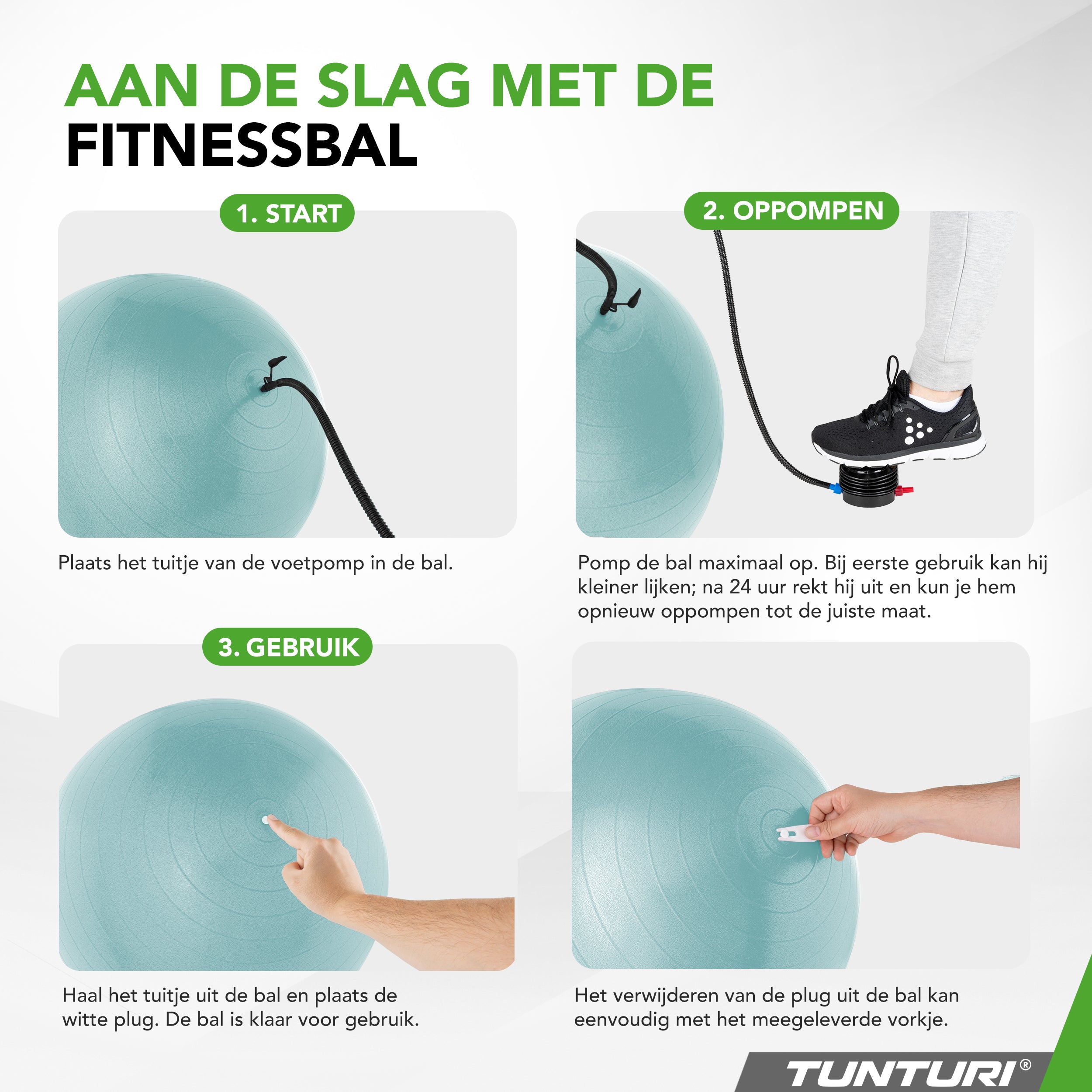 Tunturi Gymball 75cm, Petrol, Anti Burst afbeelding 5