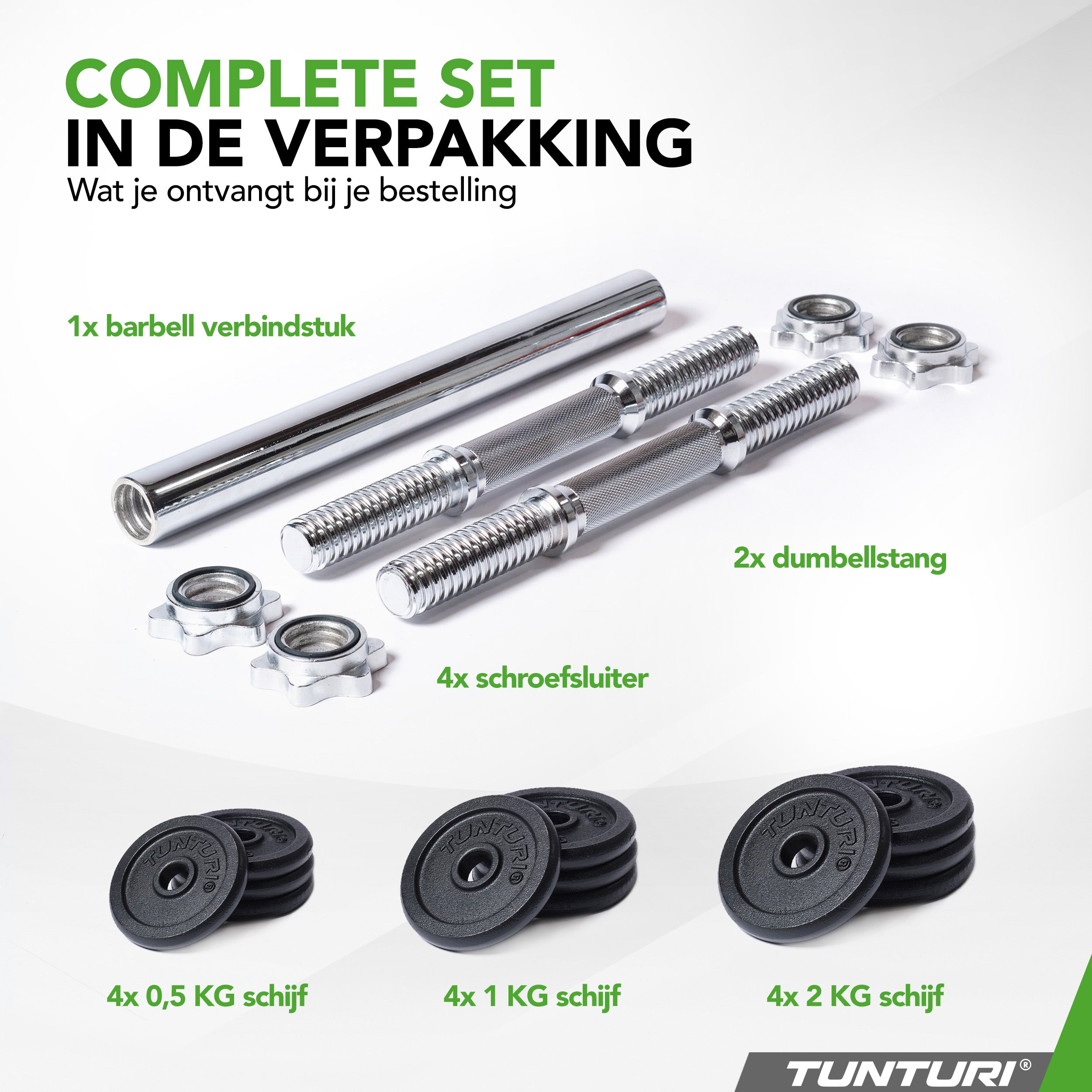 Tunturi Barbell/Dumbbell set, 20kg, Iron afbeelding 2