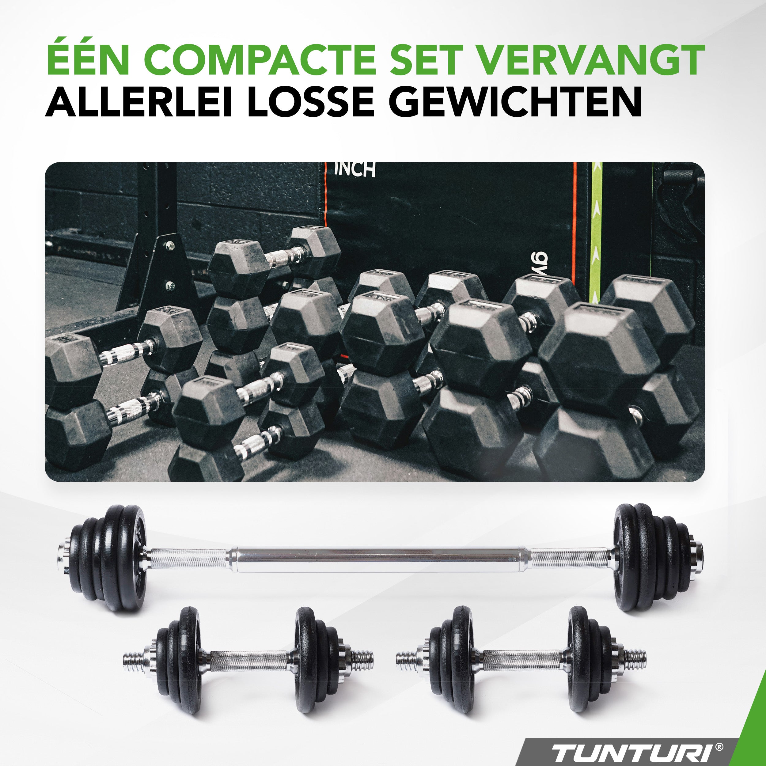 Tunturi Barbell/Dumbbell set, 20kg, Iron afbeelding 5