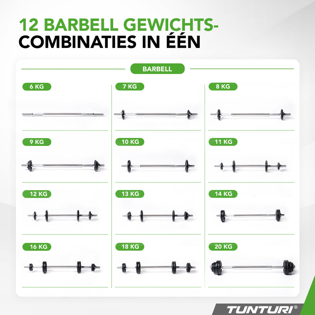 Tunturi Barbell/Dumbbell set, 20kg, Iron afbeelding 6