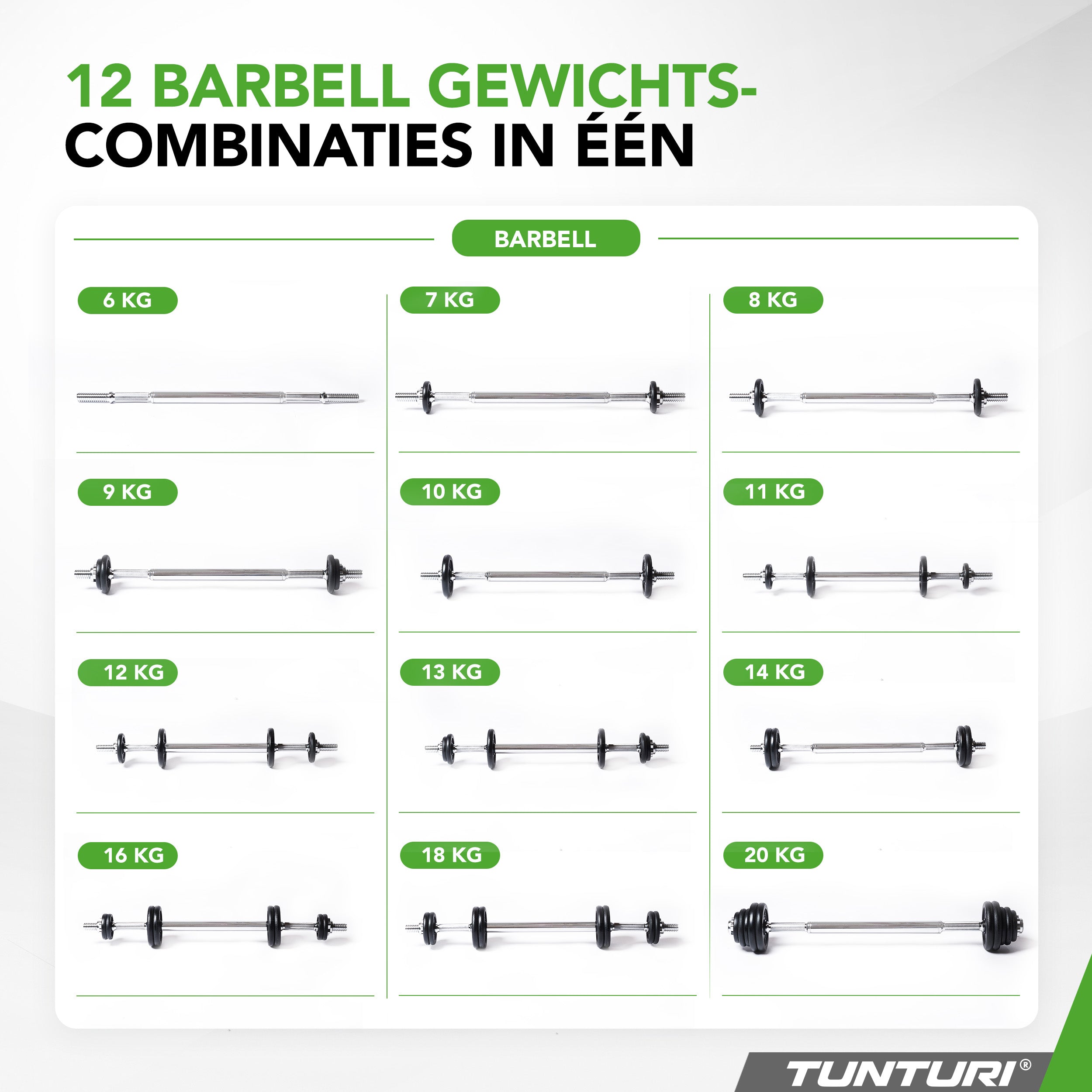 Tunturi Barbell/Dumbbell set, 20kg, Iron afbeelding 6