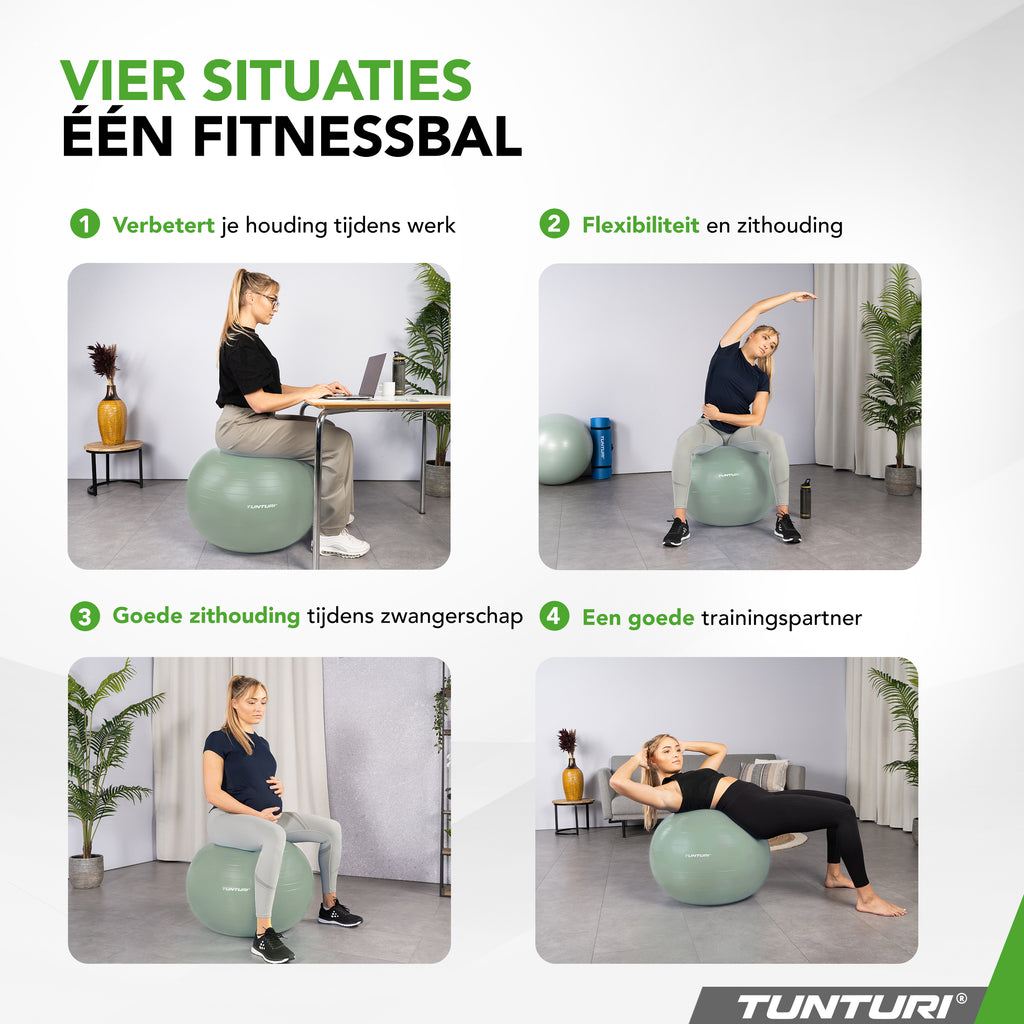 Tunturi Gymball 55cm, Mint, Anti Burst afbeelding 3