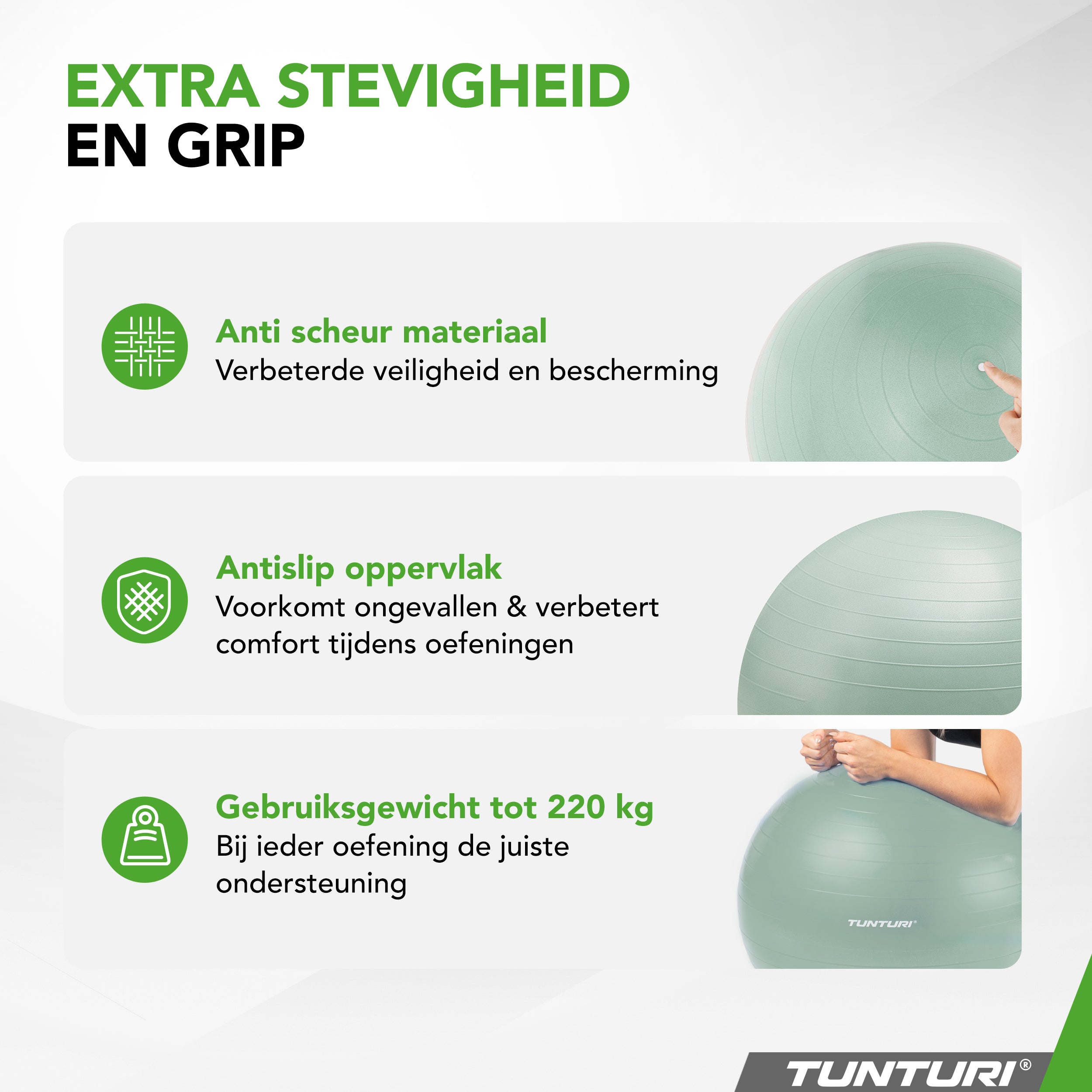 Tunturi Gymball 55cm, Mint, Anti Burst afbeelding 4