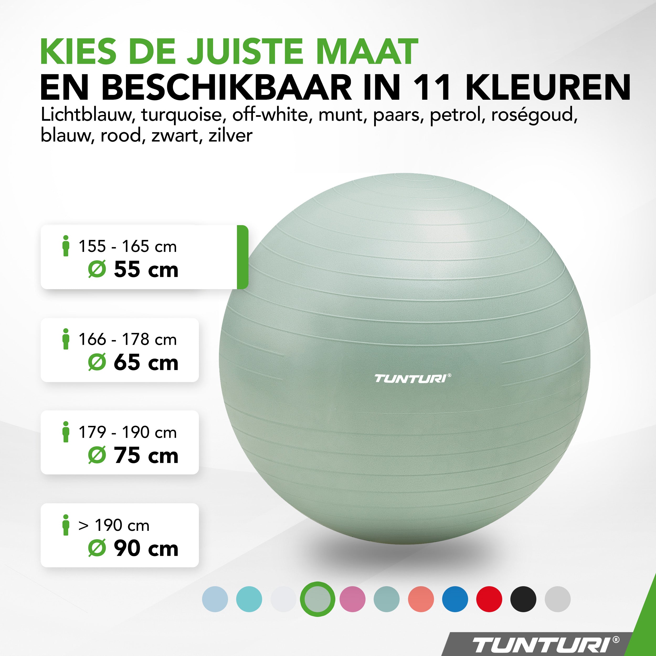 Tunturi Gymball 55cm, Mint, Anti Burst afbeelding 8