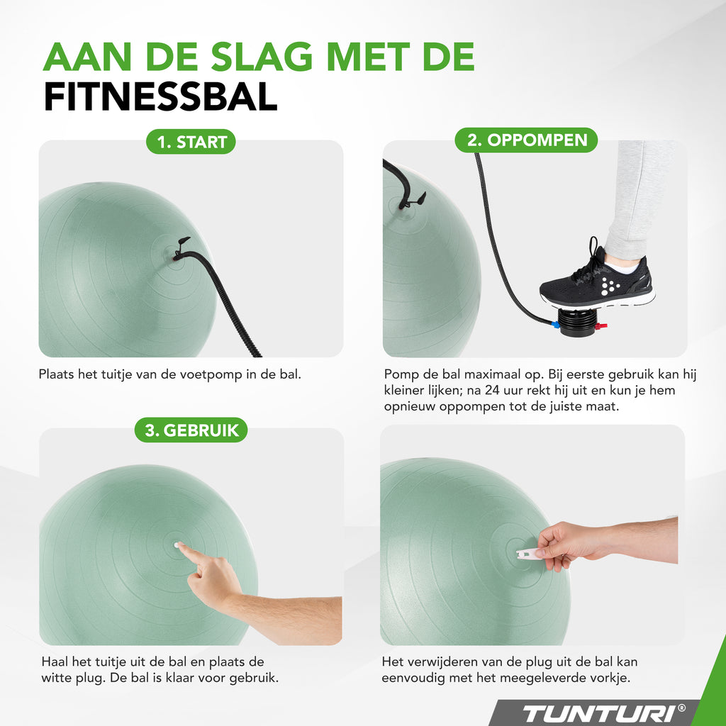 Tunturi Gymball 90cm, Mint, Anti Burst afbeelding 5