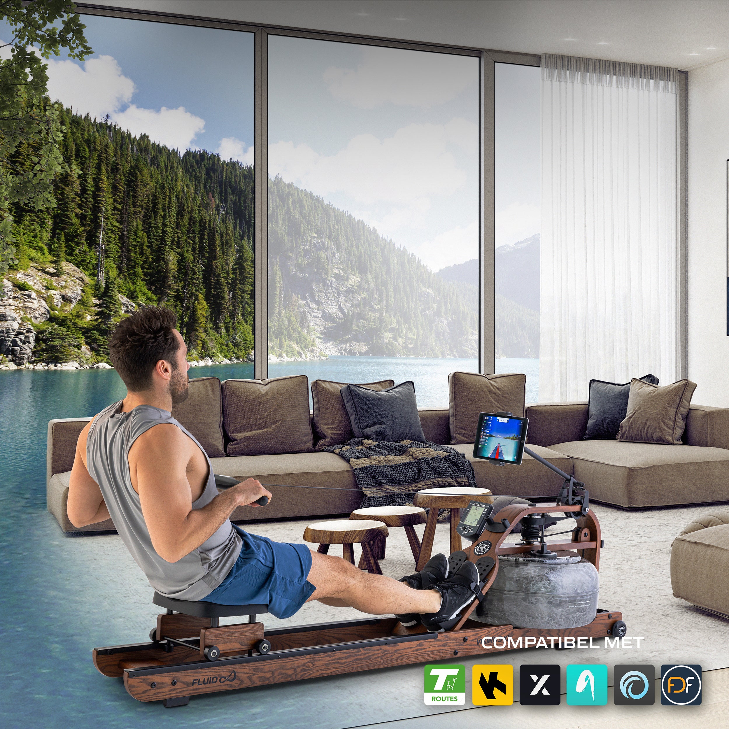 Fluid Rower Viking 3 XL (Walnut color) (1/2) afbeelding 7