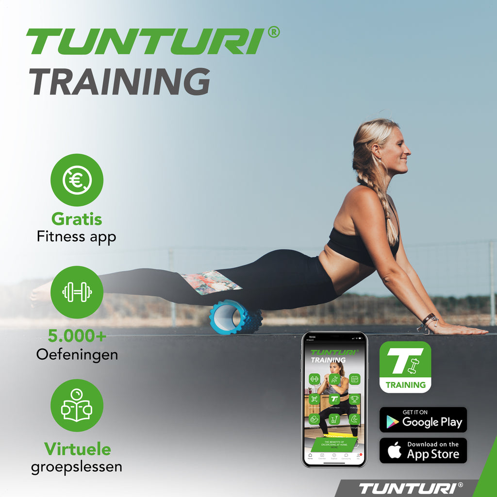 Tunturi Yoga Grid Foam Roller, 33cm, Petrol Blue afbeelding 7