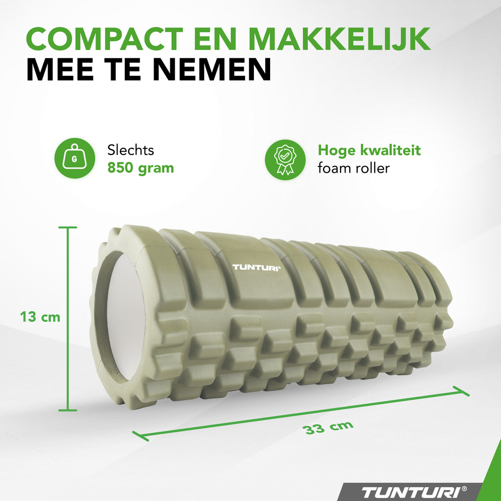 Tunturi Yoga Grid Foam Roller, 33cm, Army Green afbeelding 3