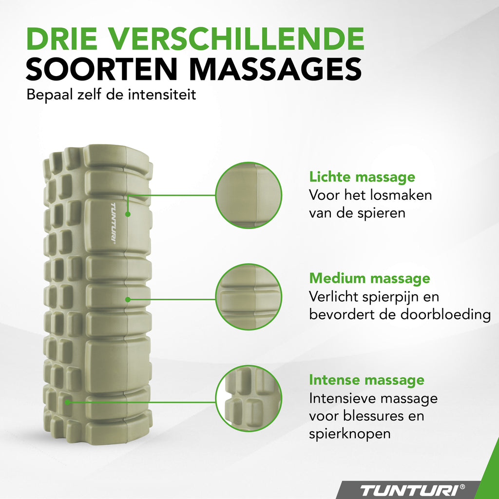 Tunturi Yoga Grid Foam Roller, 33cm, Army Green afbeelding 8