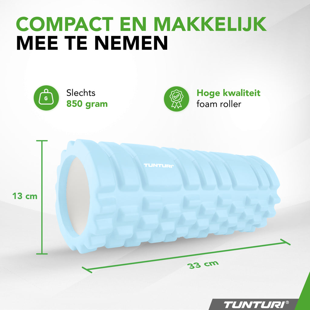 Tunturi Yoga Grid Foam Roller, 33cm, Light Blue afbeelding 3