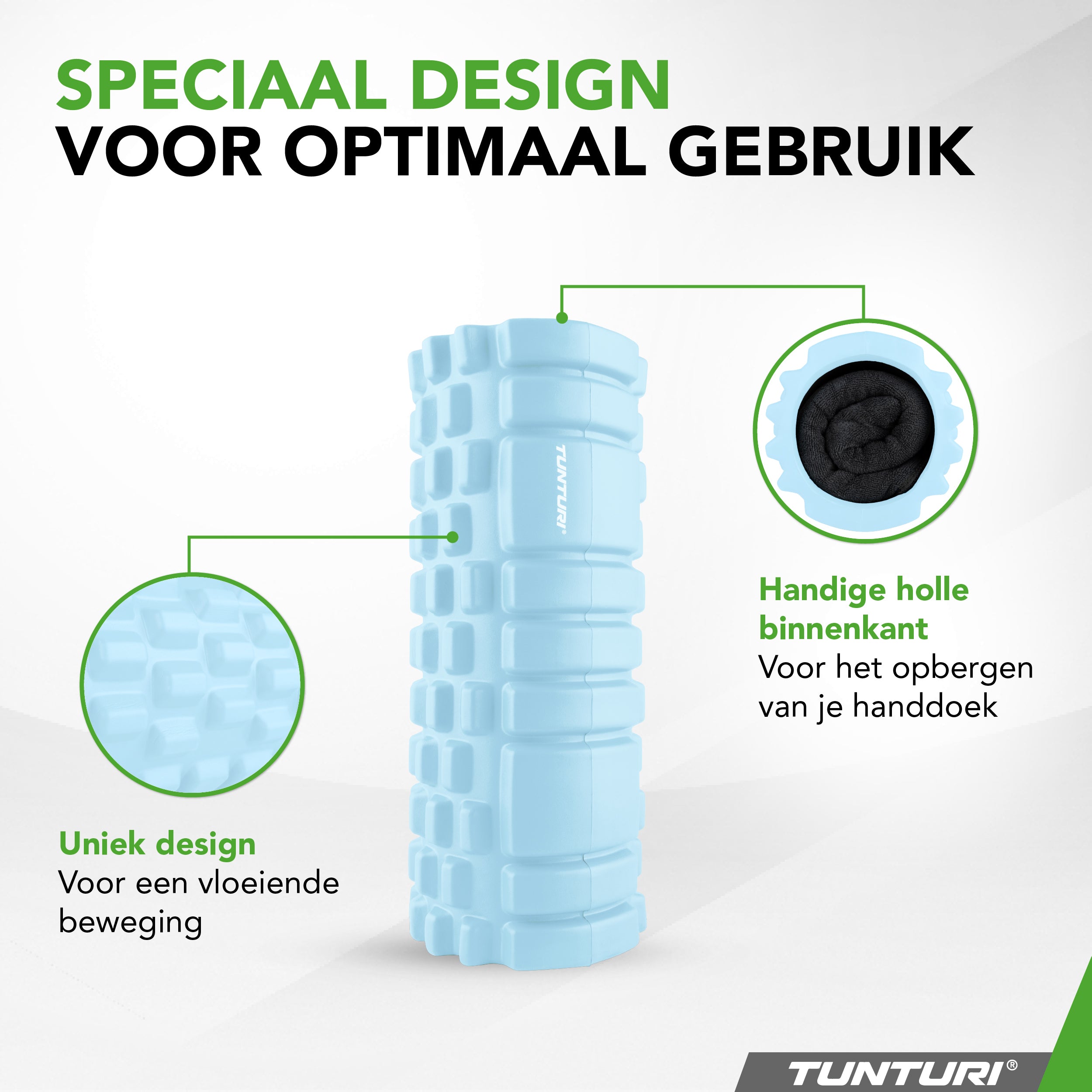 Tunturi Yoga Grid Foam Roller, 33cm, Light Blue afbeelding 6