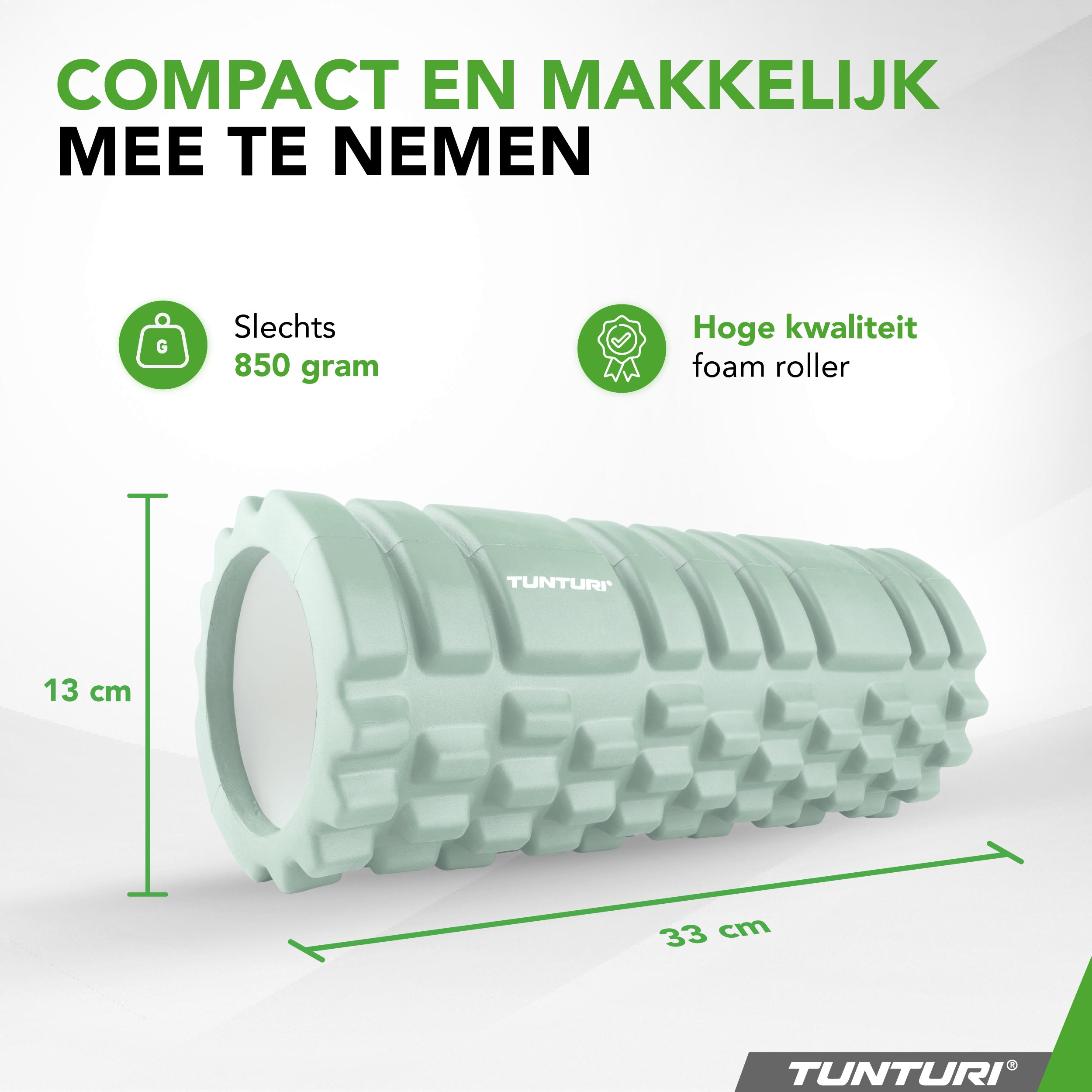 Tunturi Yoga Grid Foam Roller, 33cm, Mint afbeelding 5