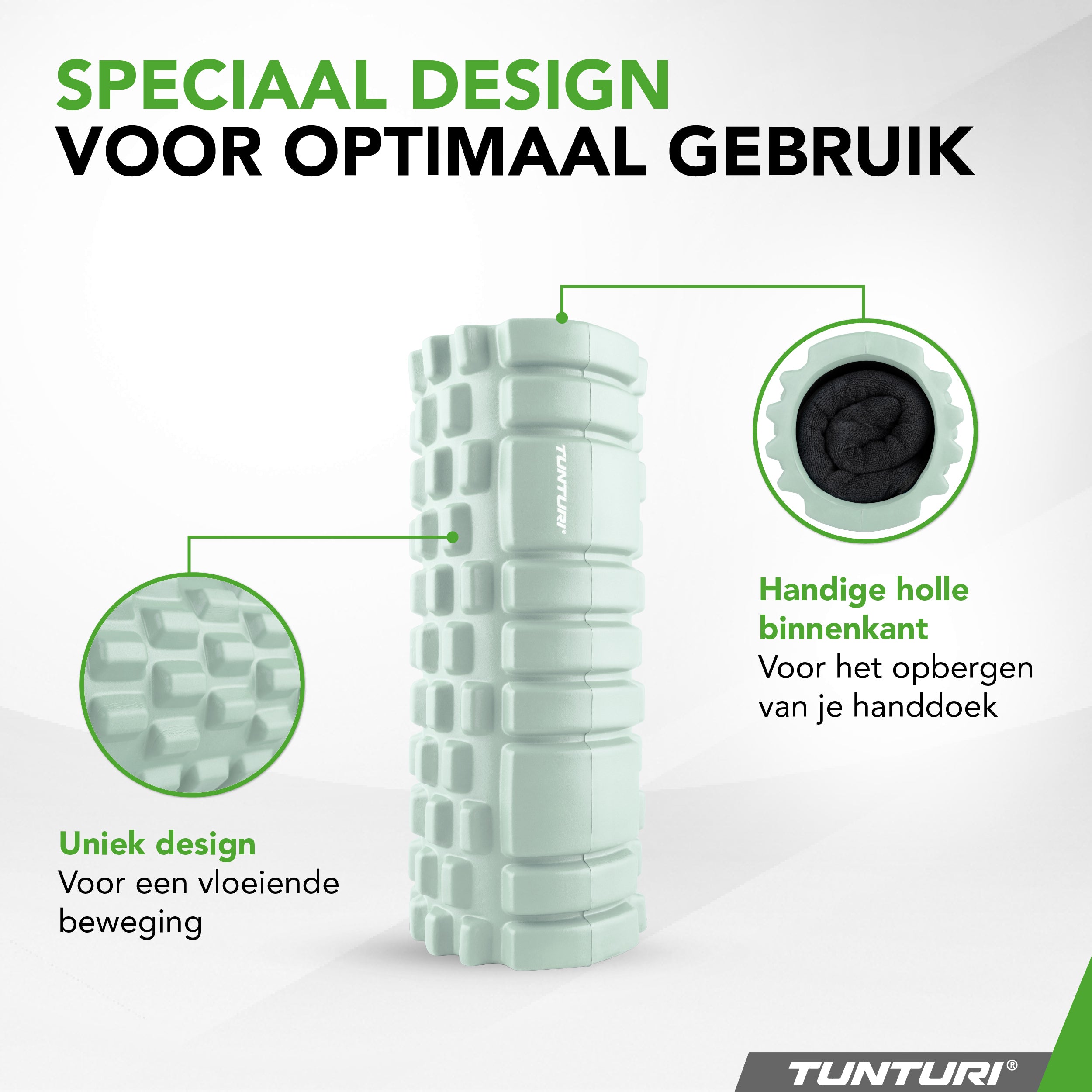Tunturi Yoga Grid Foam Roller, 33cm, Mint afbeelding 8