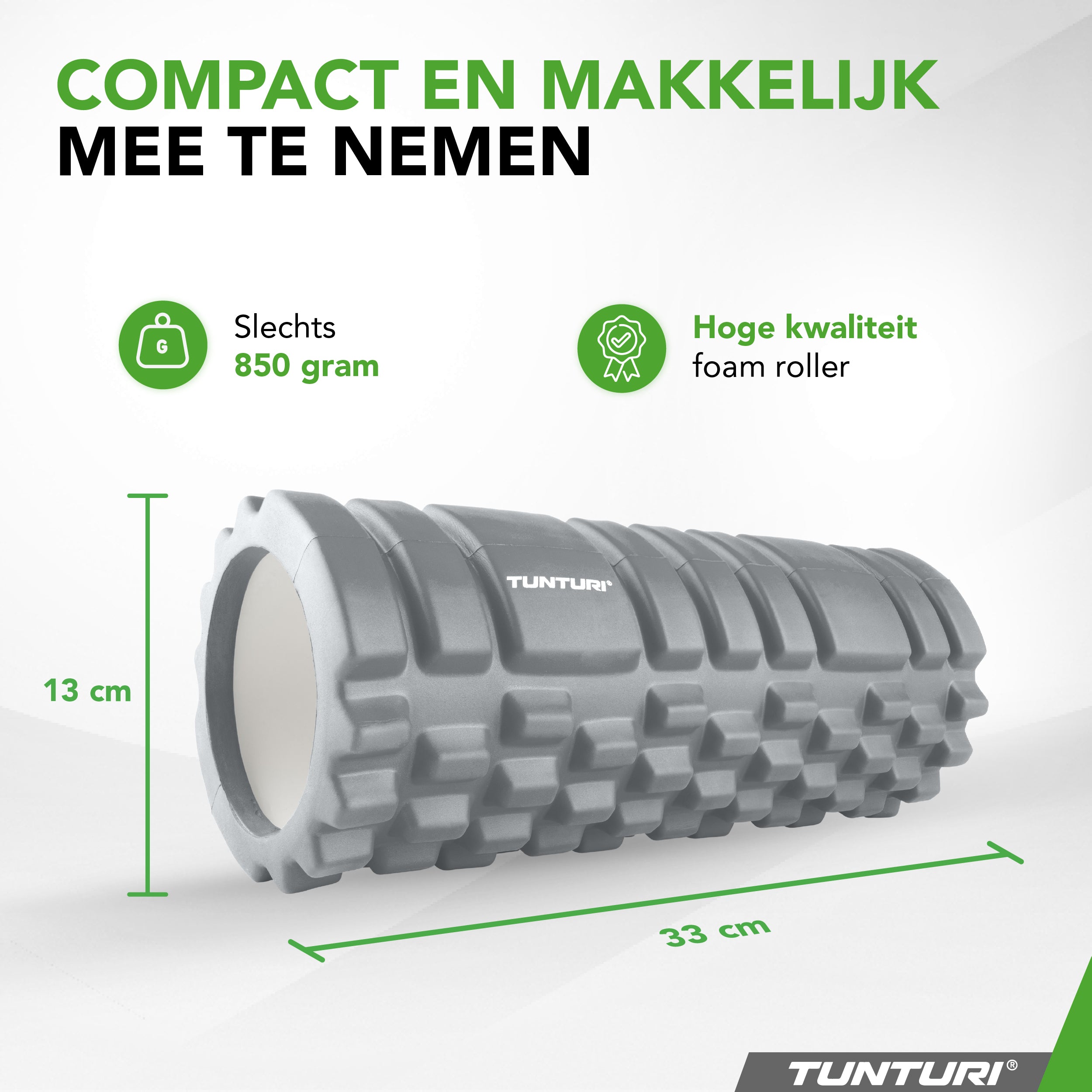 Tunturi Yoga Grid Foam Roller, 33cm, Grey afbeelding 2