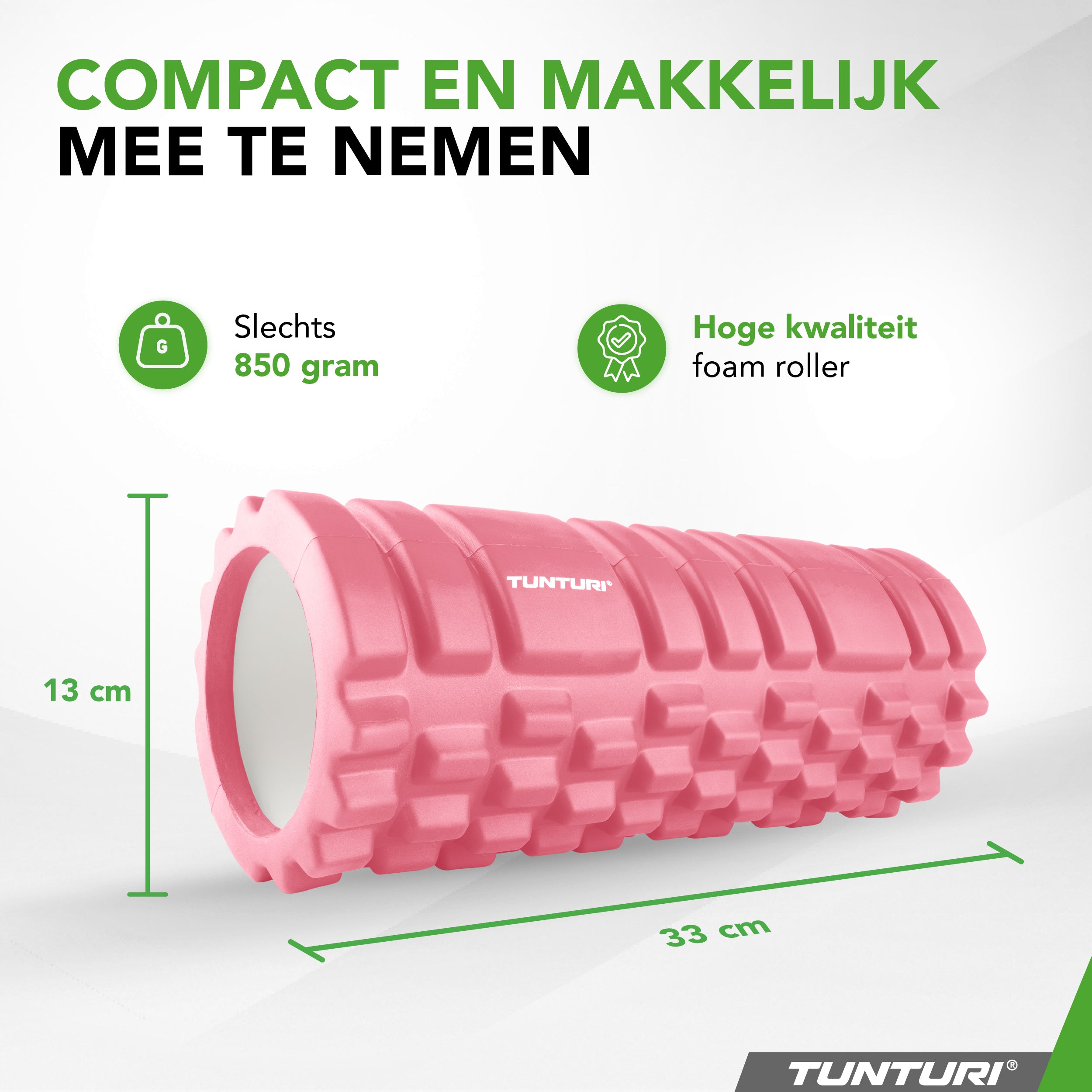 Tunturi Yoga Grid Foam Roller, 33cm, Rose Gold afbeelding 3