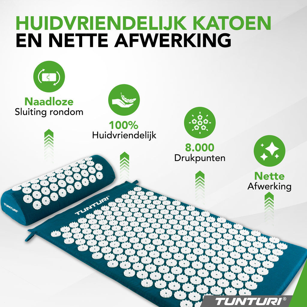 Tunturi Acupressure Mat And Pillow, Petrol Blue afbeelding 5