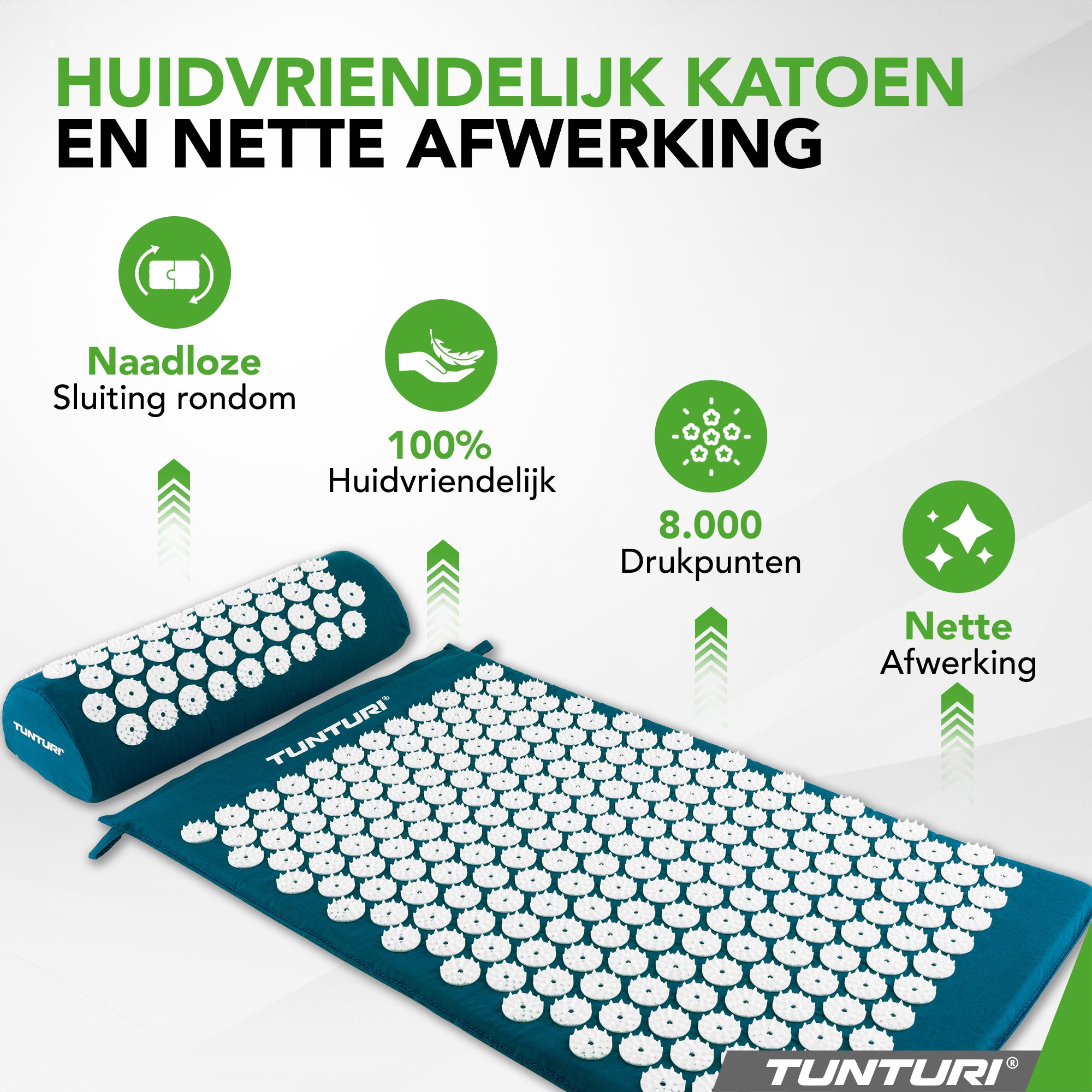Tunturi Acupressure Mat And Pillow, Petrol Blue afbeelding 5