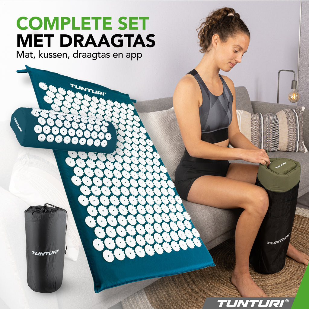 Tunturi Acupressure Mat And Pillow, Petrol Blue afbeelding 7